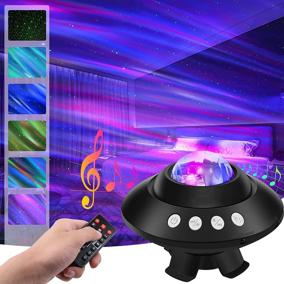 XERSEK LED Nachtlicht Sternenhimmel Projektor Lampe, LED Sternenlicht  Projektor Galaxy, LED wechselbar, mit Bluetooth, Lautsprecher Musik, USB