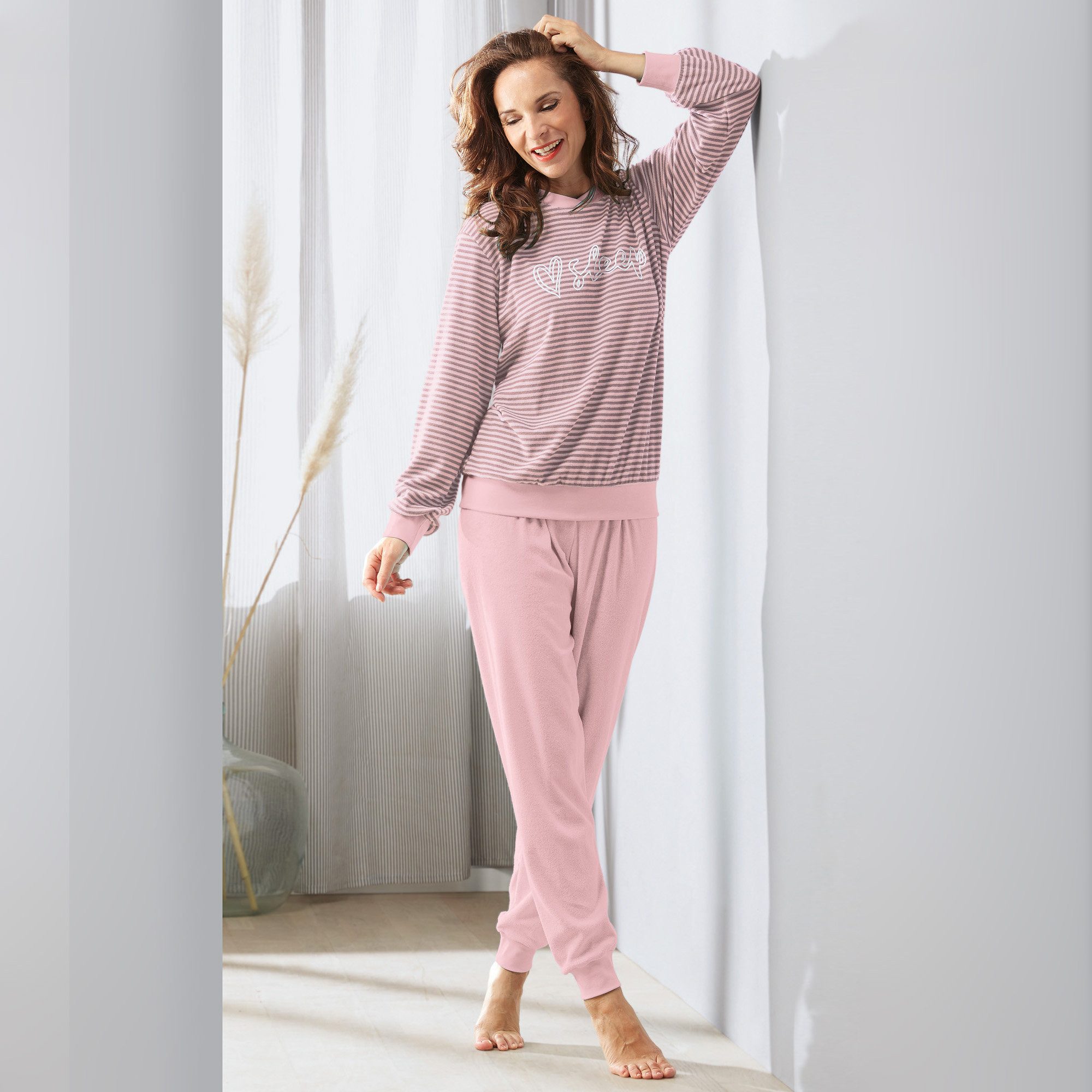 Erwin Müller Pyjama Damen-Schlafanzug Frottee Streifen – Bild 2 von 4