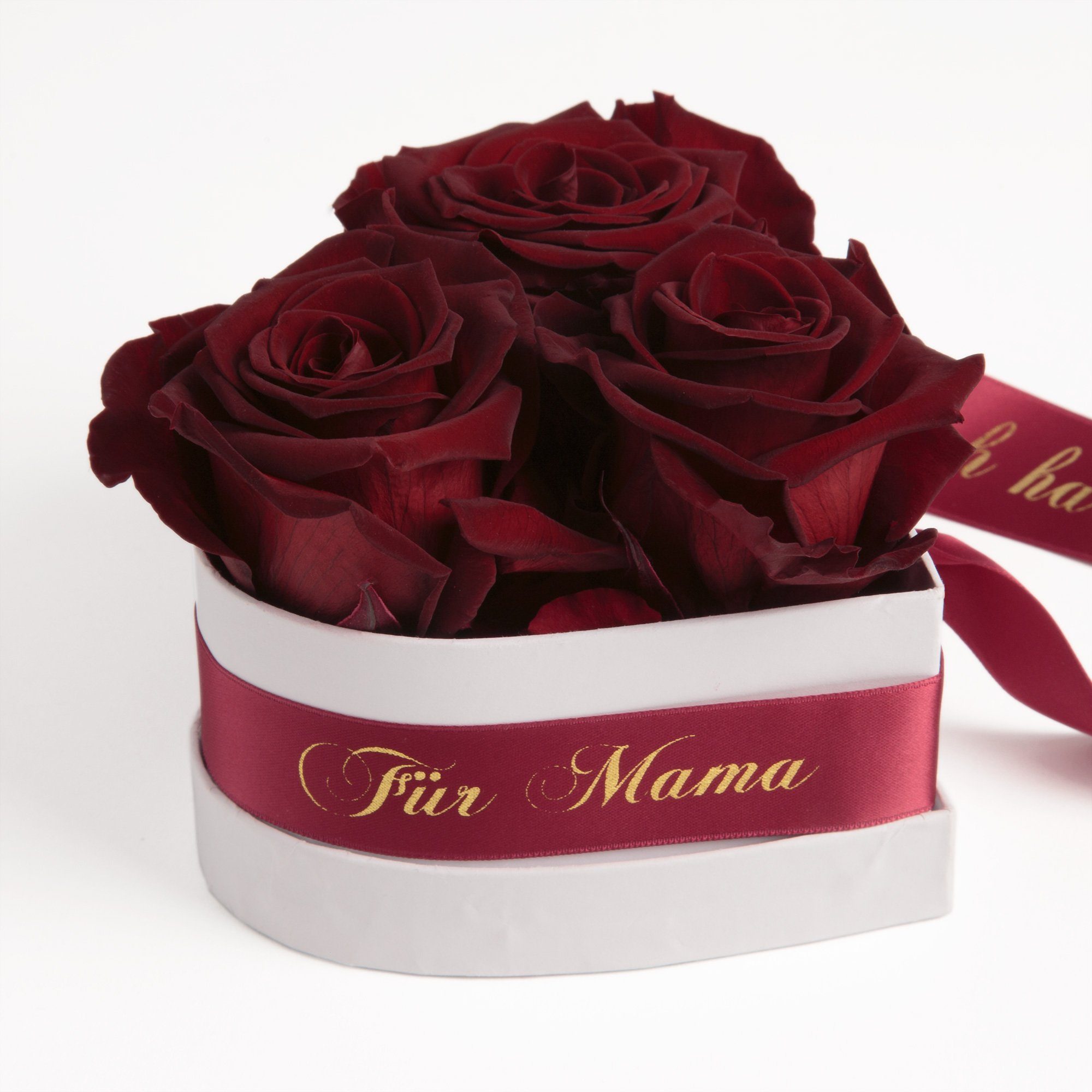 haltbar Herz zu Jahre Burgundy SCHULZ Rosen ROSEMARIE hab cm, 3 Geschenk 3 Dich Rosen Mama, lieb Infinity Höhe ich Rose, Rosenbox 10 echte bis Kunstblume Heidelberg,