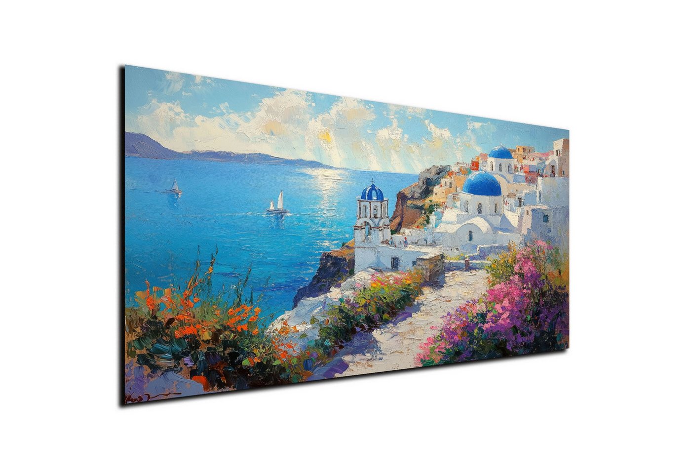 DARO Design Leinwandbild Modern Abstrakt Wandbilder XXL Wandbild Wand Deko Leinwand Bilder, (Santorini - Bild Groß Wohnzimmer Schlafzimmer Küche Esszimmer Einteilig Querformat Fotodruck Leinwände Wanddeko Abstrakte Kunst Boho), 30x20cm
