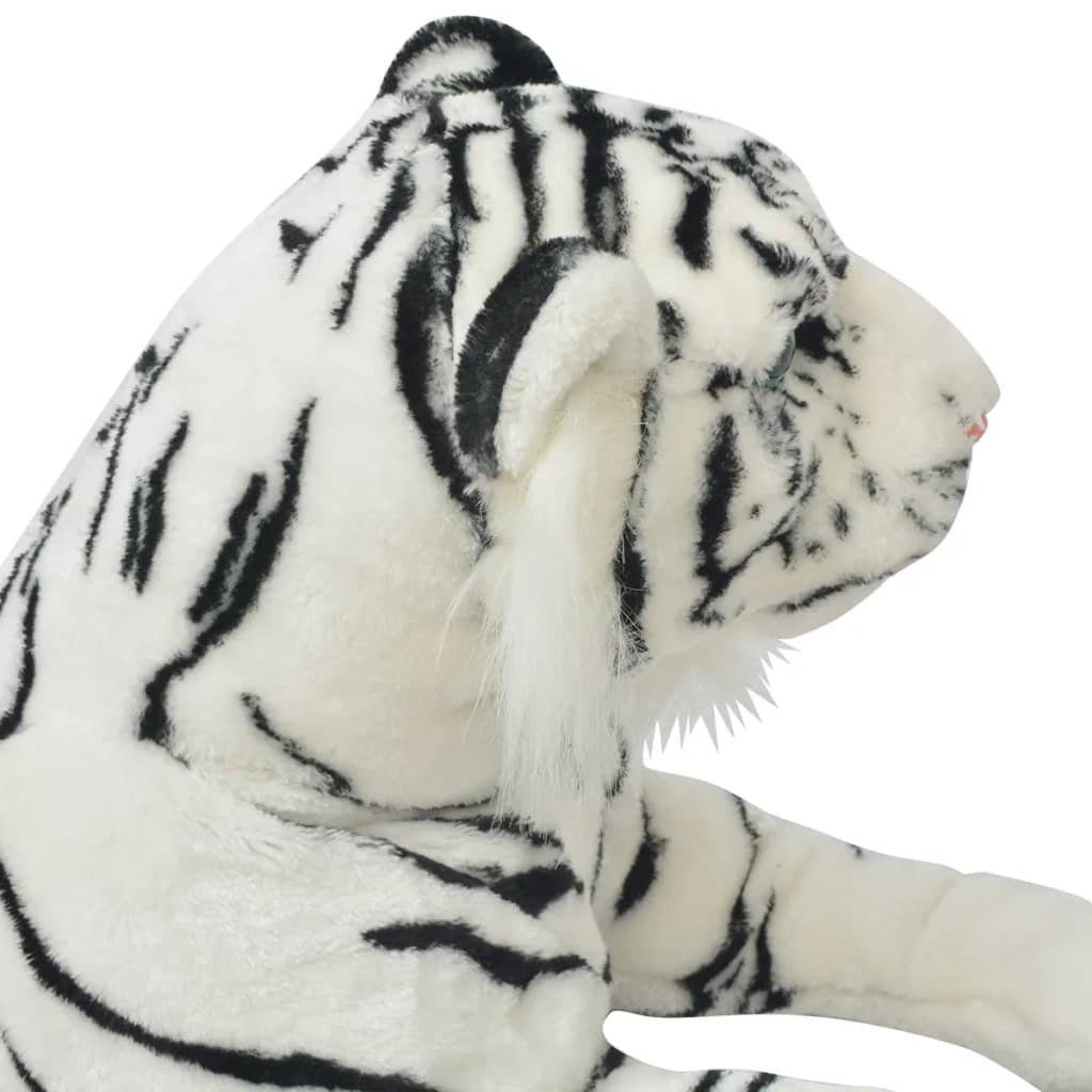 vidaXL Kuscheltier Tiger Plüschtier Stofftier XXL Kuscheltier Weiß liegend