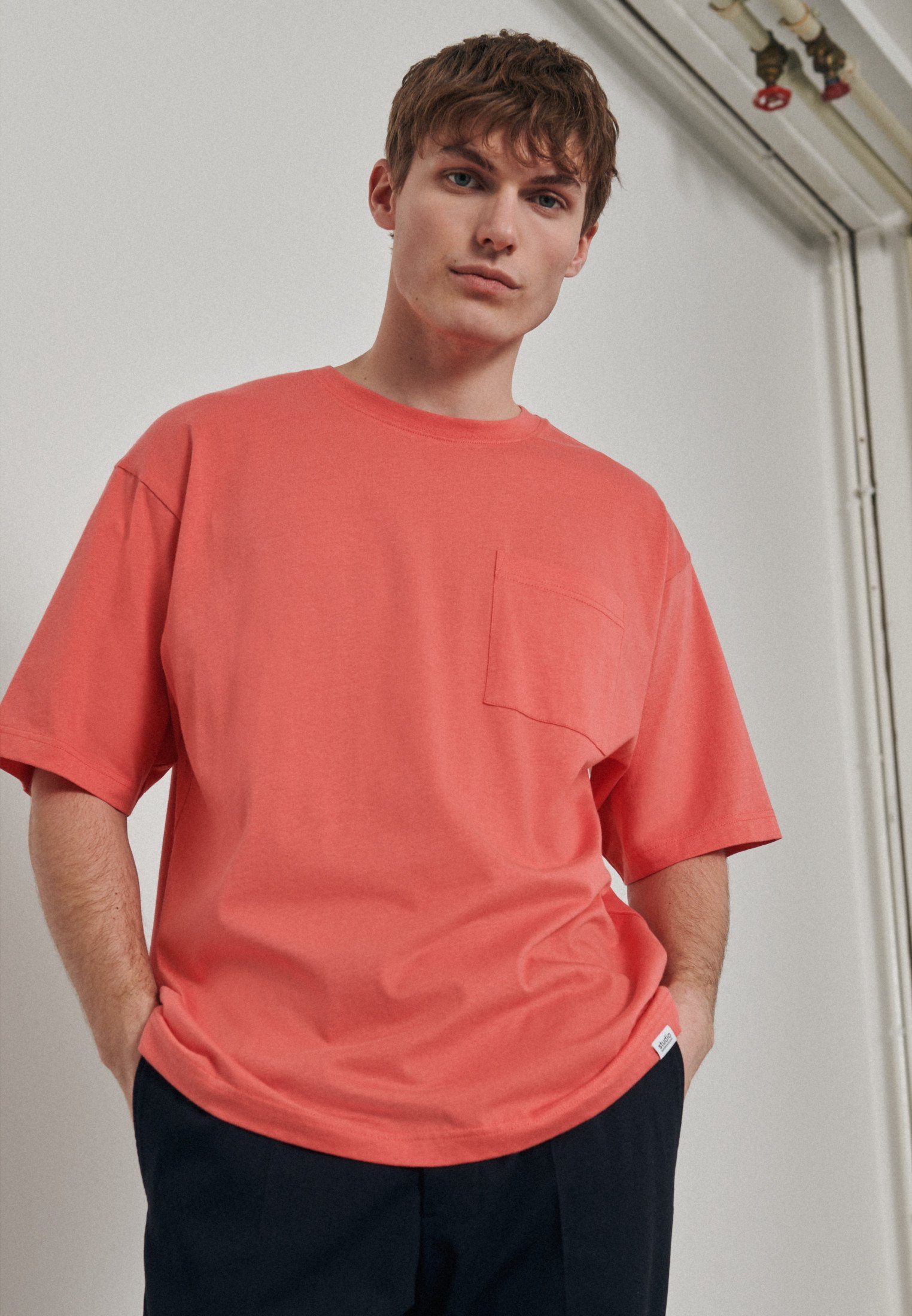 T-Shirt Rosa/Pink seidensticker Studio Kurzarm Rundhals Uni studio