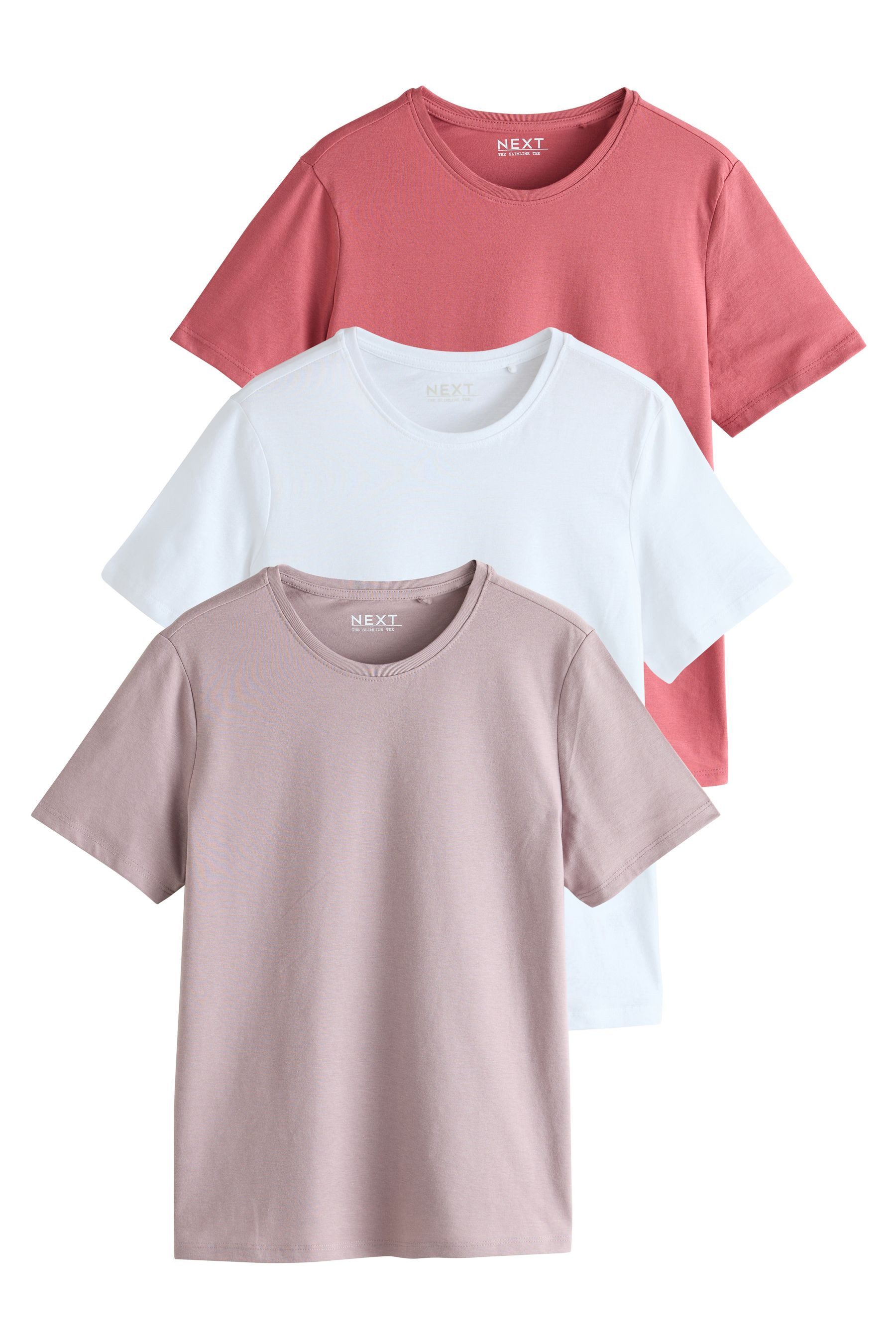 Next T-Shirt 3er-Pack Slim Fit Rundhals-T-Shirts (3-tlg)