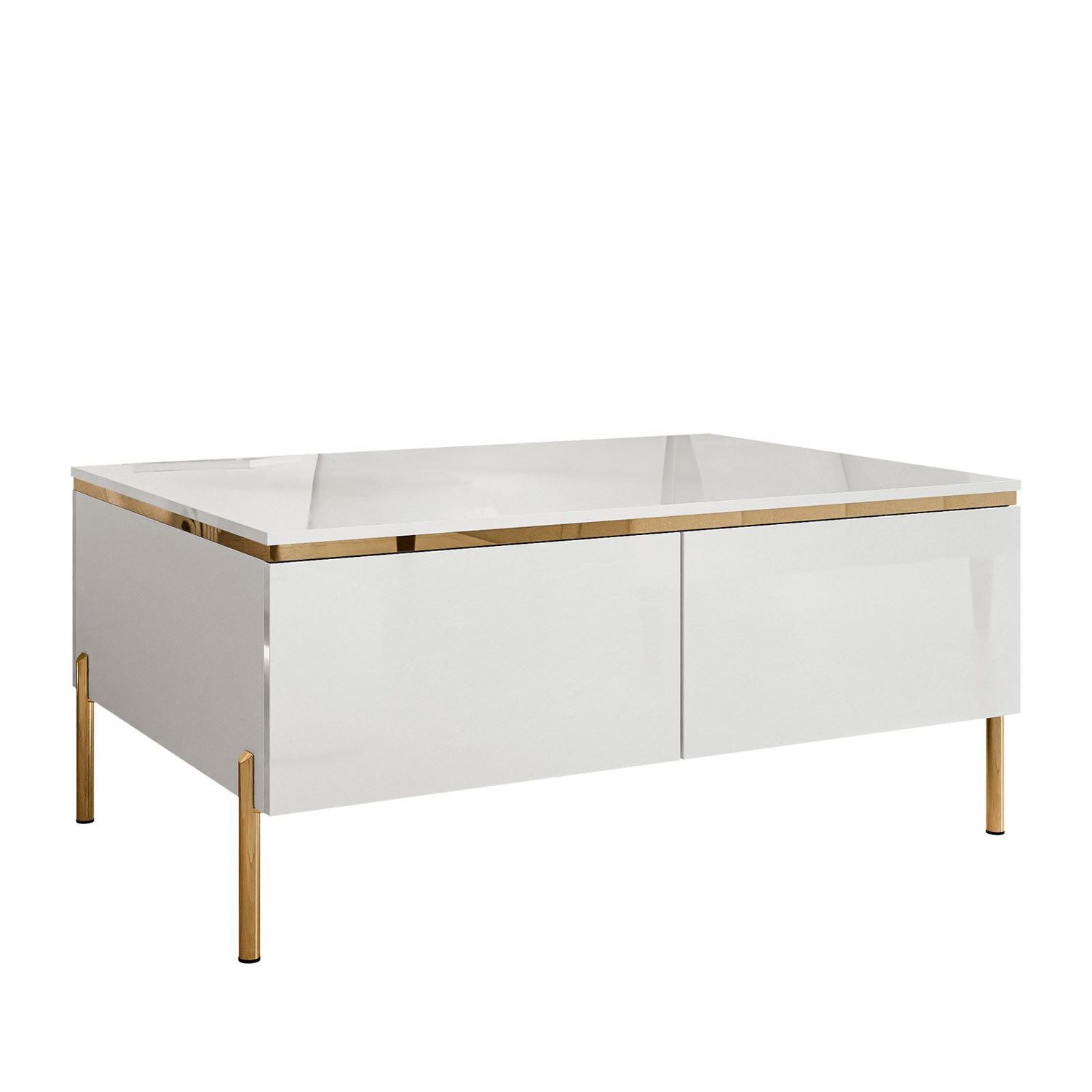 Lookway Couchtisch Couchtisch AURORA weiß glänzend mit Stauraum