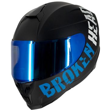 Broken Head Motorradhelm Broken Head BeProud Sport Blau (Mit Blauem Visier), Hochwertiges Design