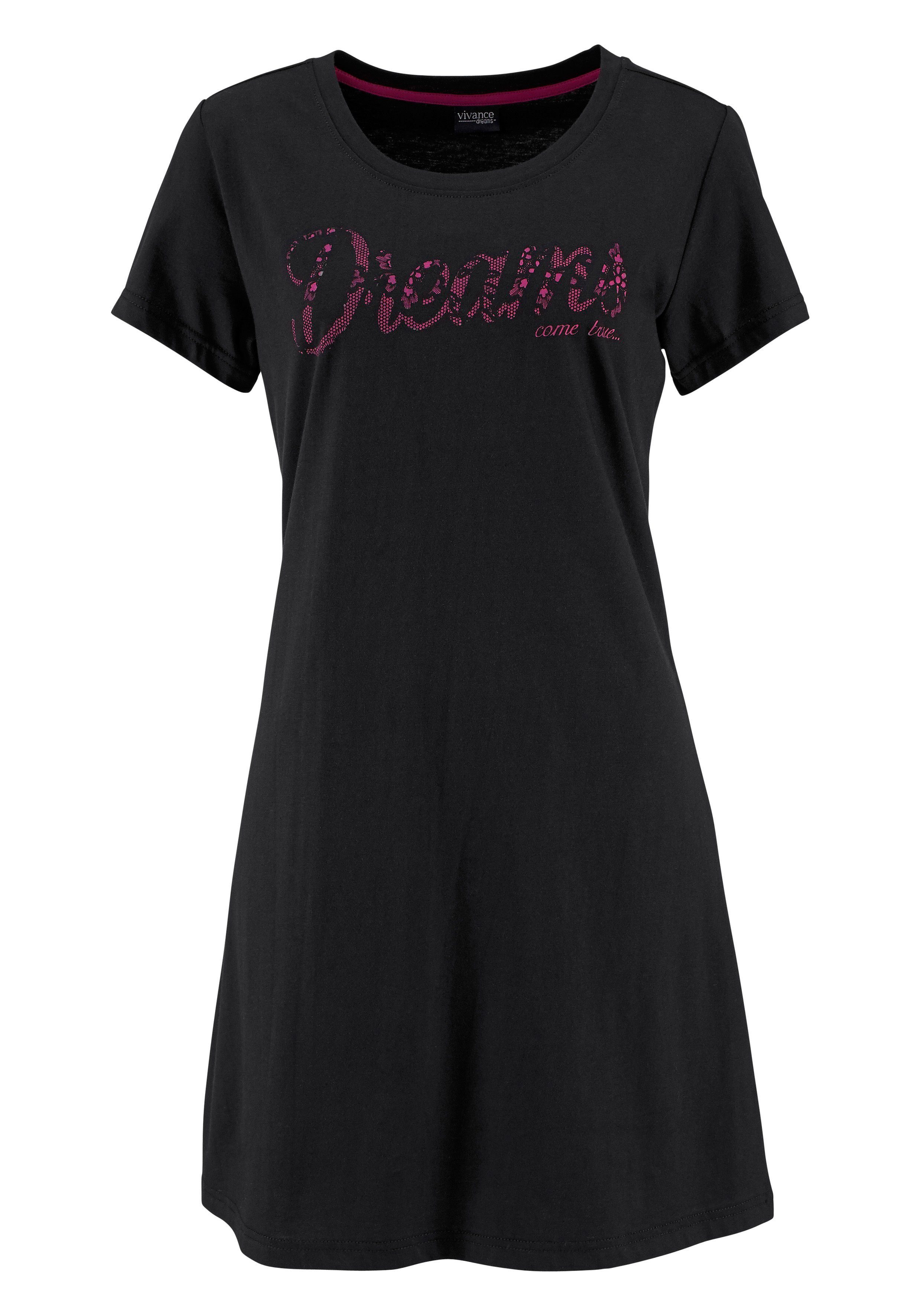 Vivance Dreams Spitzenoptik schwarz pink, in (2er-Pack) Print mit Sleepshirt