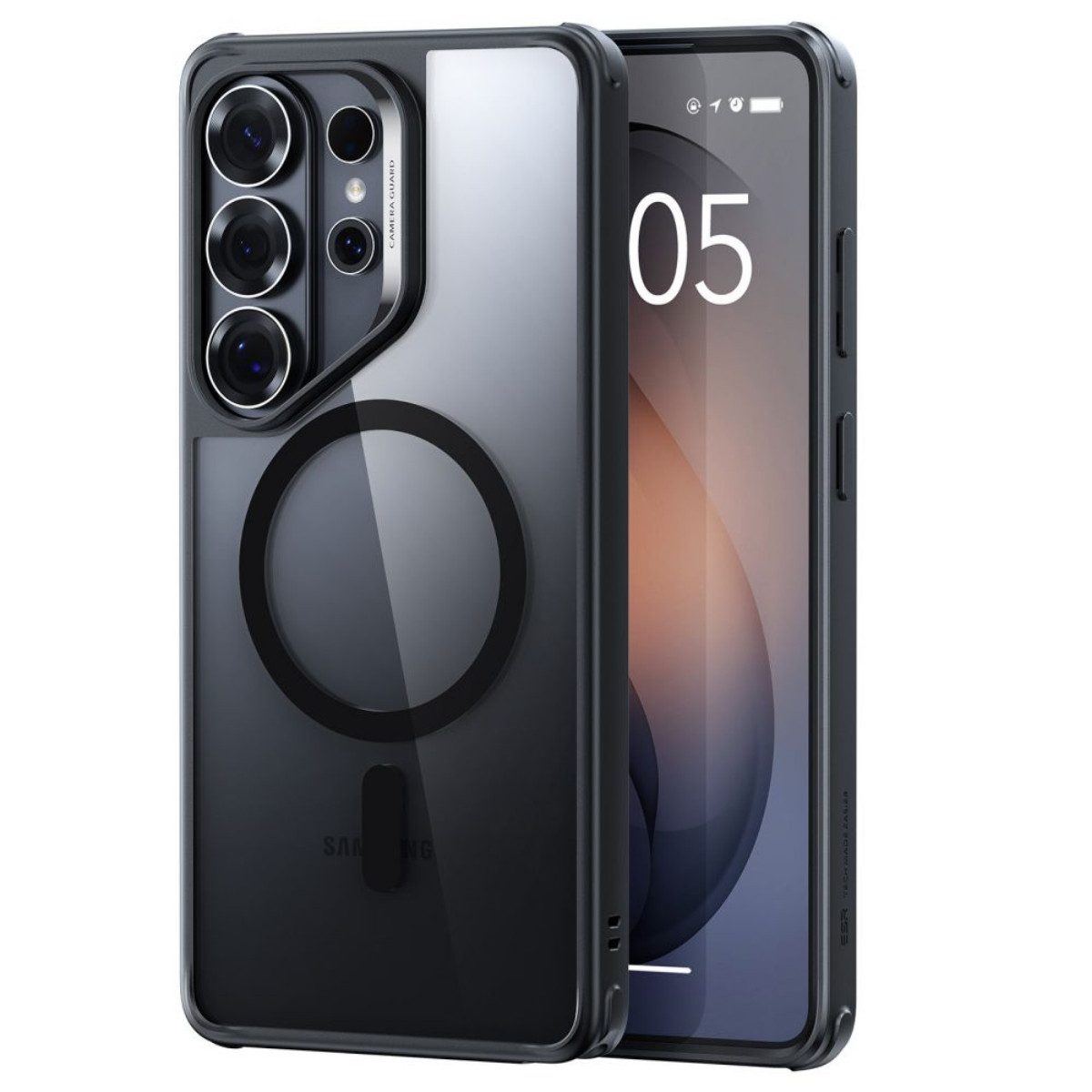 ESR Handyhülle Classic Hybrid für Samsung Galaxy S26 Ultra Klar Schwarz Magnetisch 6,9 Zoll, Metallrahmen dient zugleich als stabiler Ständer