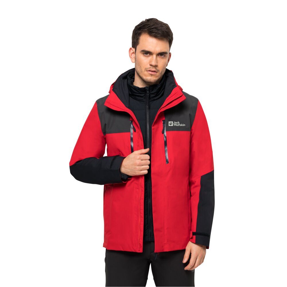 Jack Wolfskin Winterjacke Jasper 3in1 (wasser-winddicht, atmungsaktiv, warm) dunkelrot Herren
