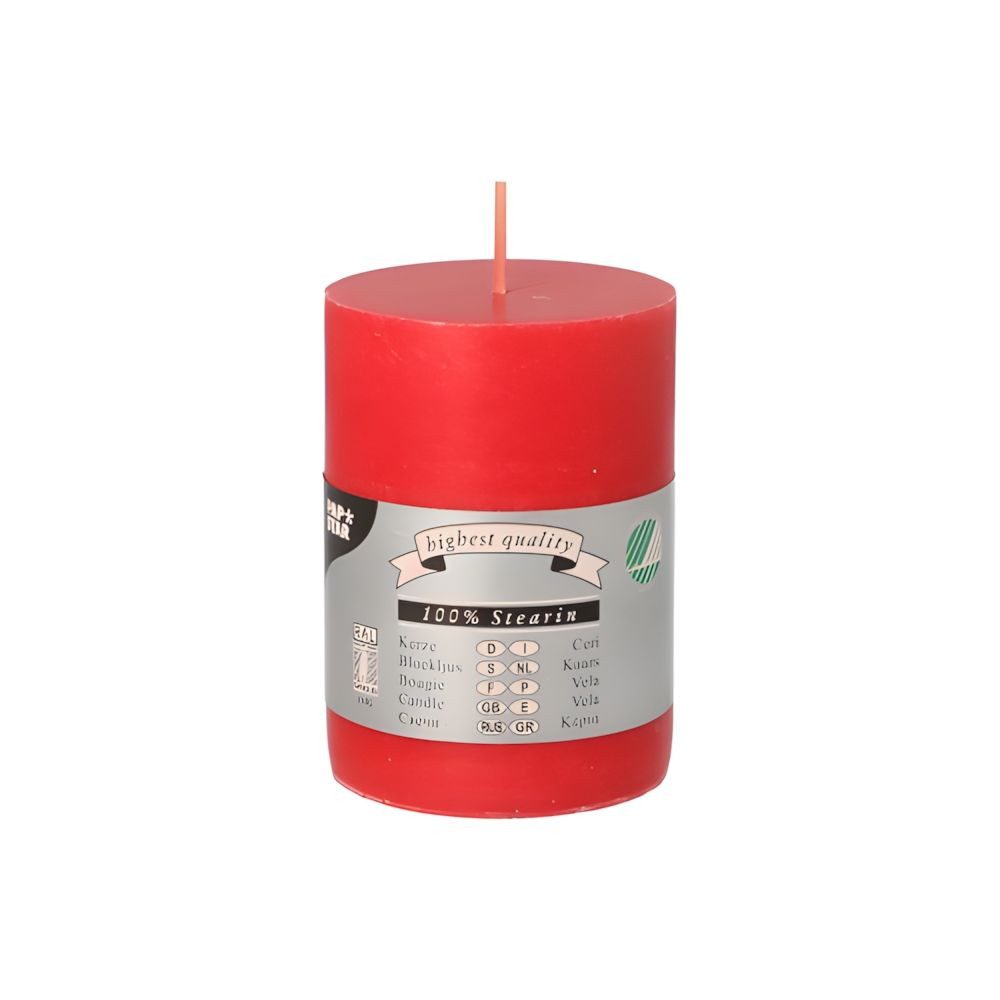 PAPSTAR Stumpenkerze 12 x Stumpenkerze Ø 70 mm, 100 mm rot aus 100% Stearin, durchgefärbt