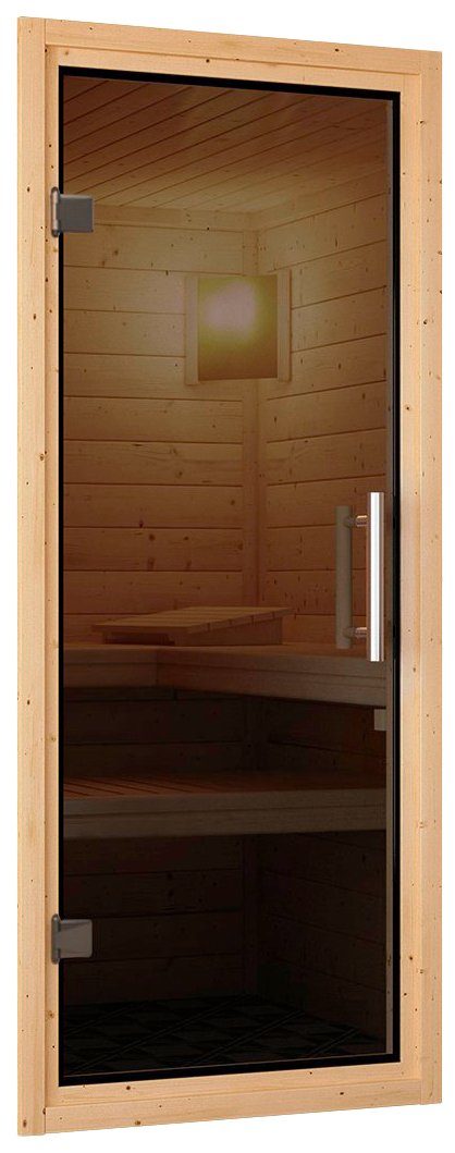 Karibu Sauna Jarin, BxTxH: 196 x 196 x 198 cm, 68 mm, (Set) Ofen 9 kW Bio externe Strg easy