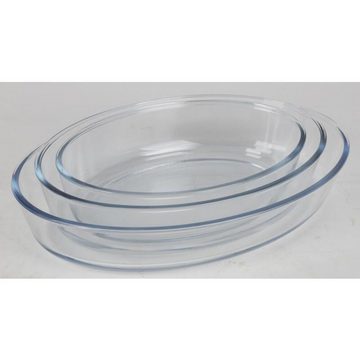 BURI Auflaufform 4x Glas-Auflaufform 3er Set Geschirr Küchenhelfer Küche Haushalt wohne, Glas