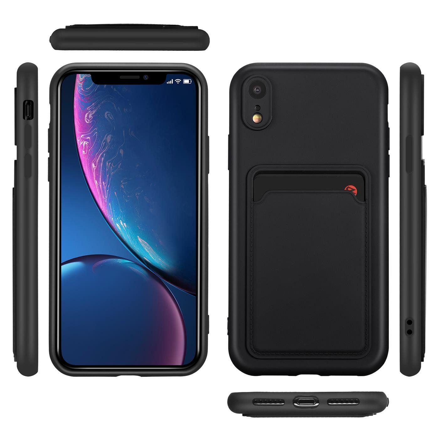CoolGadget Handyhülle Schwarz als 2in1 Schutz Cover Set für das Apple iPhone XR 6,1 Zoll, 2x 9H Glas Display Schutz Folie + 1x TPU Case Hülle für iPhone XR