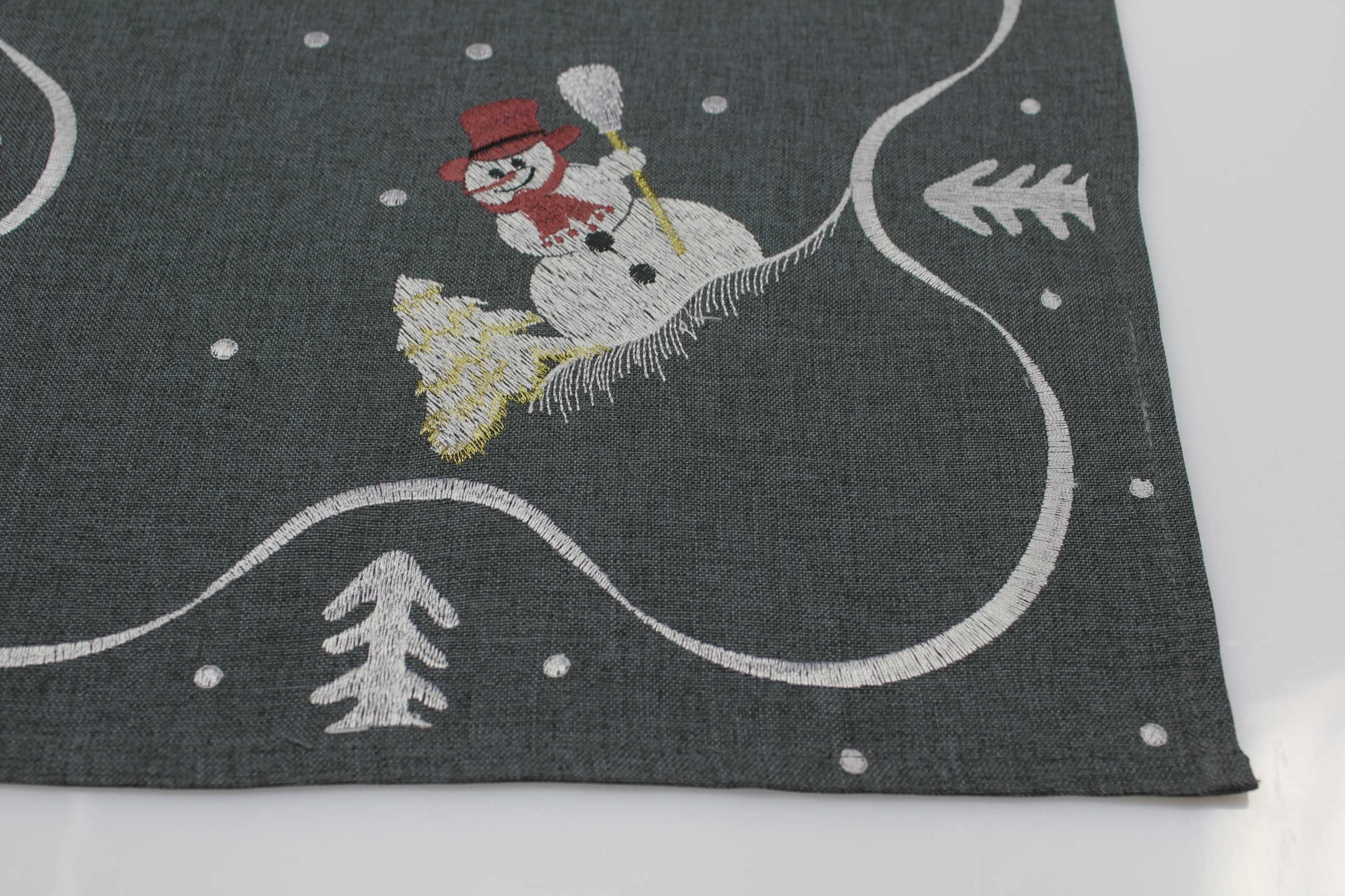 Haus und Deko Tischdecke Tischset Weihnachten 35 x 35 cm Leinenoptik Platzset bestickt Tisch (1-tlg)