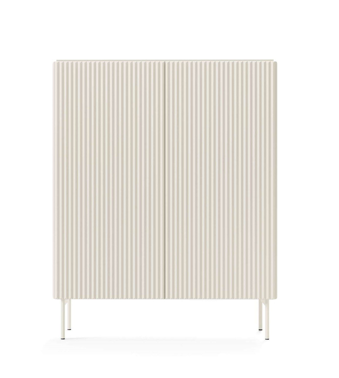 99rooms Kommode Kolli (Sideboard, Highboard), Modern Design, mit viel Stauraum, Push-to-Open, geriffelte Elemente