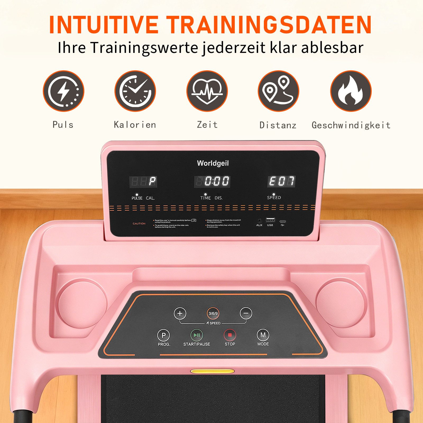 Nettlife Laufband Klappbar 14 km/h 90 kg Belastbarkeit bis 7% Steigung Jogging Pad, für Zuhause Walking Pad LED-Anzeige & Handlauf,107 x 39x 105.5 cm