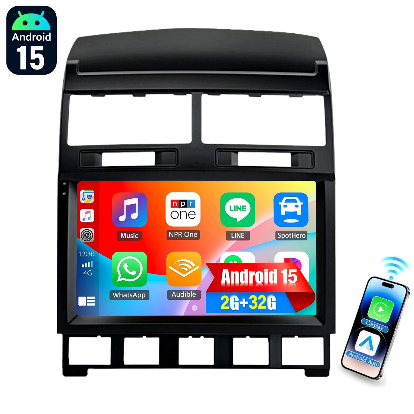 ESSGOO 9'' Autoradio Mit GPS Android 15 und CarPlay für VW Touareg 2003–2010 Autoradio (RDS, 4+64GB(optional), Digitalradio (DAB), FM, AM, Carplay Android Auto Bluetooth EQ USB GPS Navi WIFI Touchscreen)