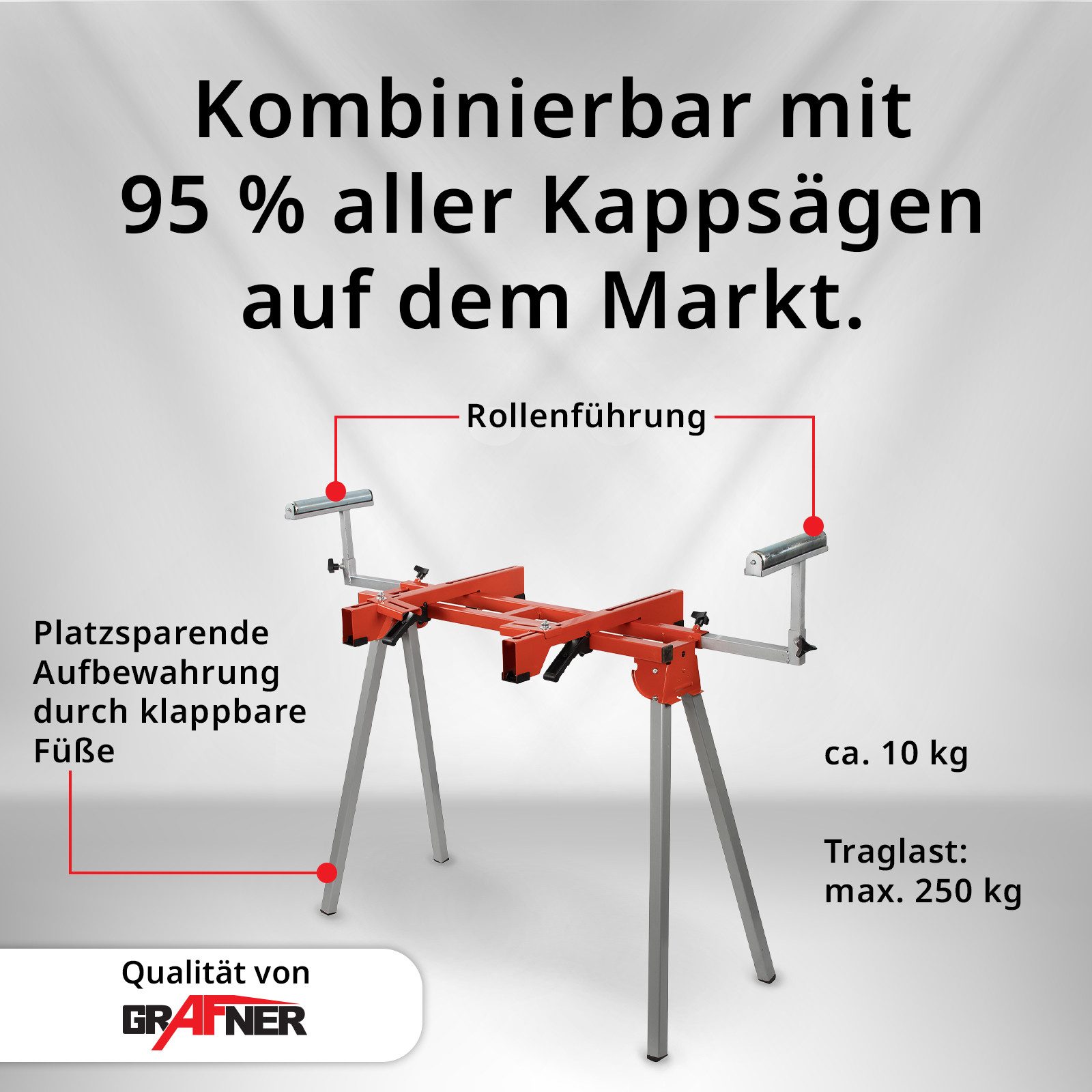 Grafner Untergestell Maschinengestell Untergestell höhenverstellbar ausziehbar, Zubehör für Universal, Länge: ca. 860 mm, Höhe: ca. 780 mm, max. Traglast: 250 kg