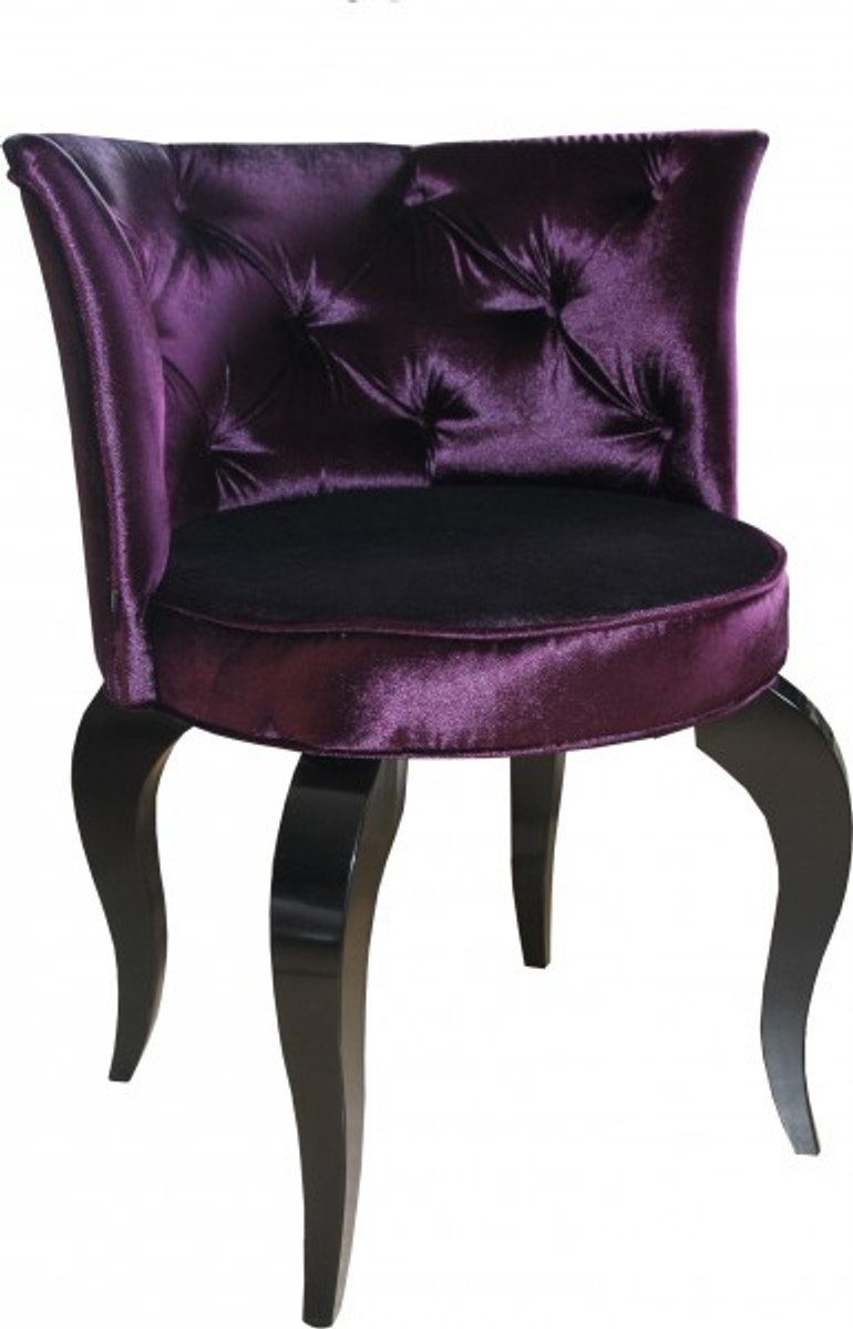 Casa Padrino Besucherstuhl Barock Salon Stuhl Lila / Schwarz - Designer Sessel - Luxus Qualität