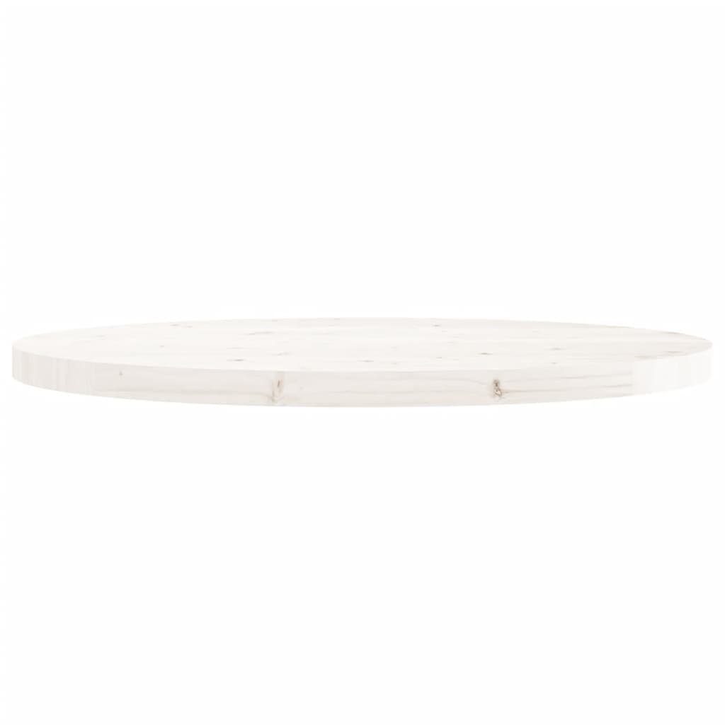 Weiß (1 vidaXL Tischplatte Tischplatte Massivholz St) Ø90x3 Kiefer Rund cm