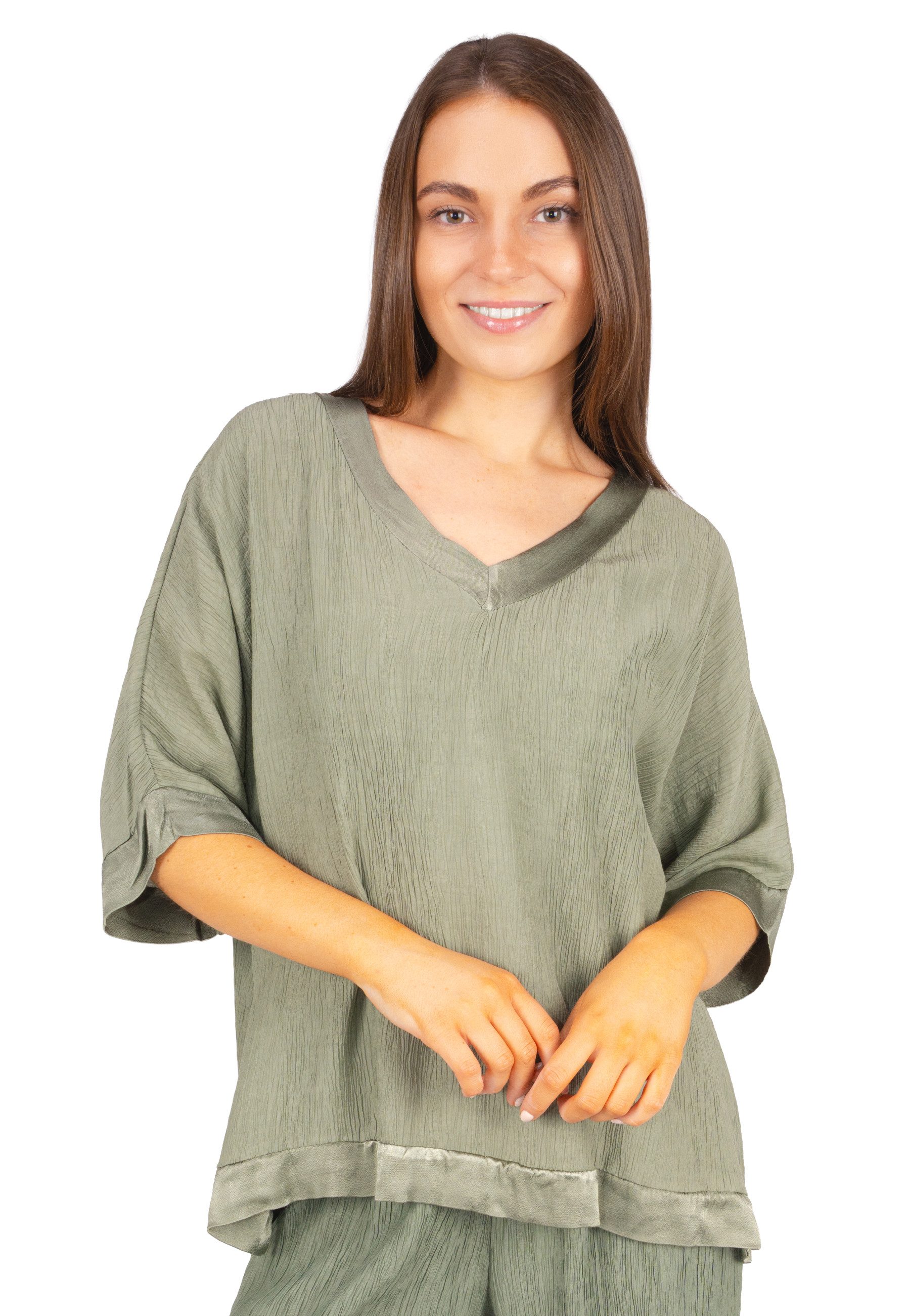 Seasons of April Klassische Bluse STELLA Lockere Damen Bluse, Crinkle Jerse günstig online kaufen
