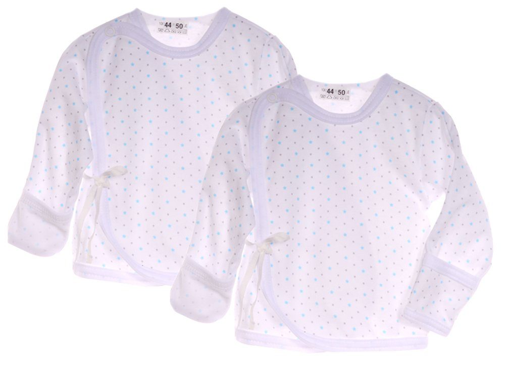 La Bortini Wickelshirt Wickelhemdchen 2er Pack Baby Wickelshirt Flügelhemdchen aus reiner Baumwolle, 44 50 56 62 68