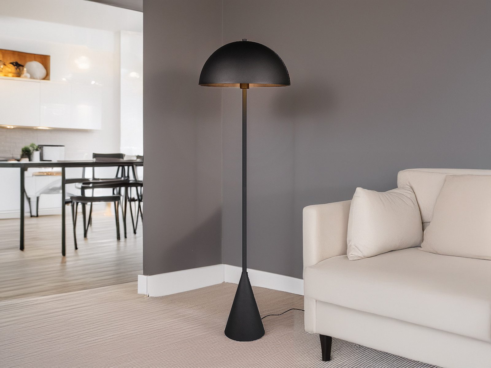 TRIO Leuchten LED Stehlampe, Dimmfunktion, LED wechselbar, Warmweiß, kleine coole Pilz-lampe stehend für Zimmer Ecke, Höhe 130cm