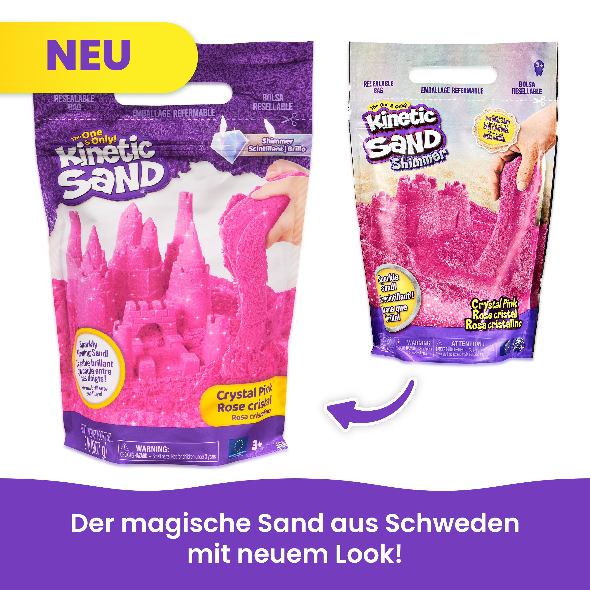 Spin Master Kreativset Kinetic Sand - 907 g Beutel Schimmer Pink – Bild 4 von 5