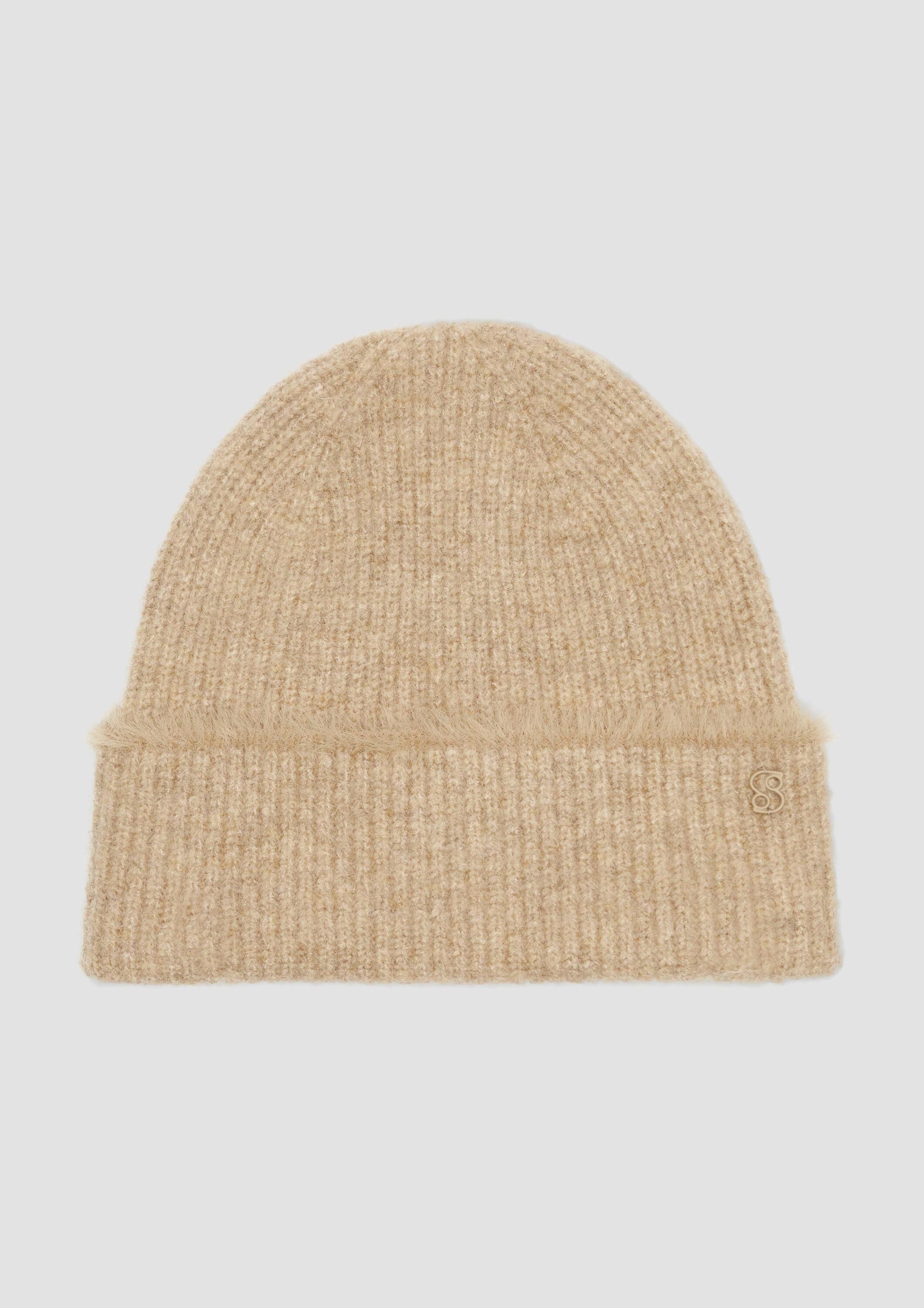 s.Oliver Strickmütze Mütze Wollmix-Strickmütze mit Fransen