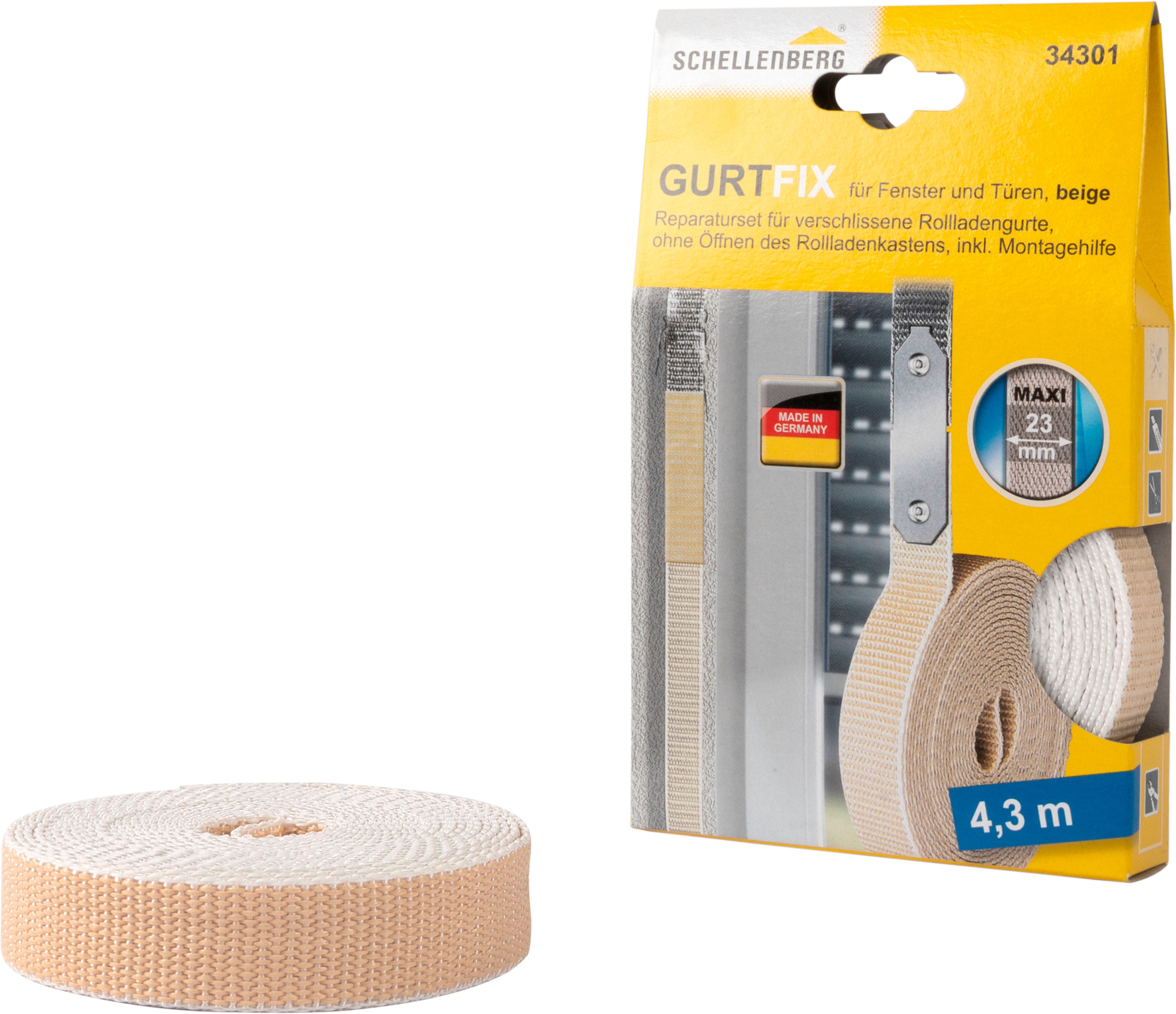 SCHELLENBERG Reparatur-Set Rollladen Gurtfix für das Rollladensystem Maxi, Set, 1-St., für alte Gurtbänder in unterschiedlichen Farben, 23 mm x 4,3 m