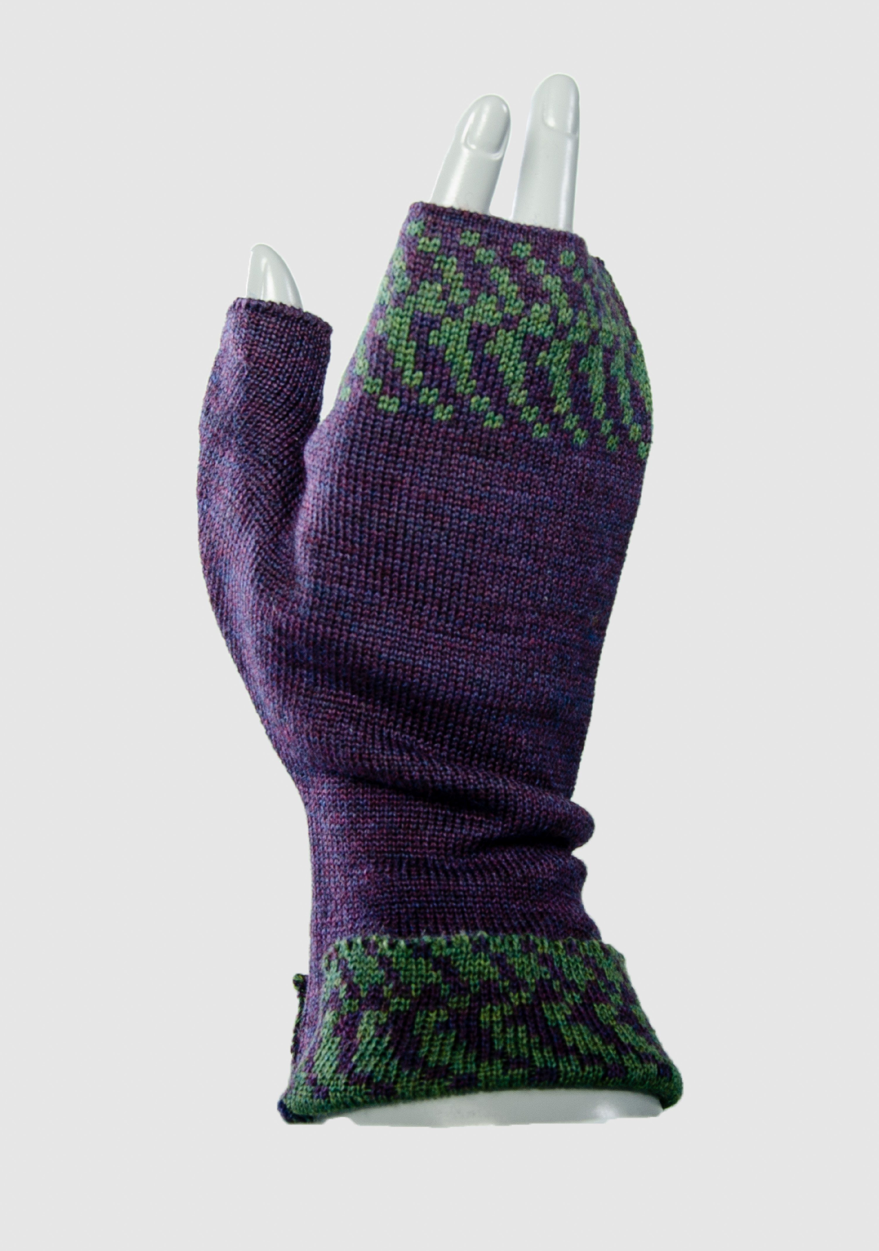 LANARTO slow fashion Strickhandschuhe in 100% Pixel Merino Farben extrasoft aus Handwärmer purpur_schilf vielen Merino