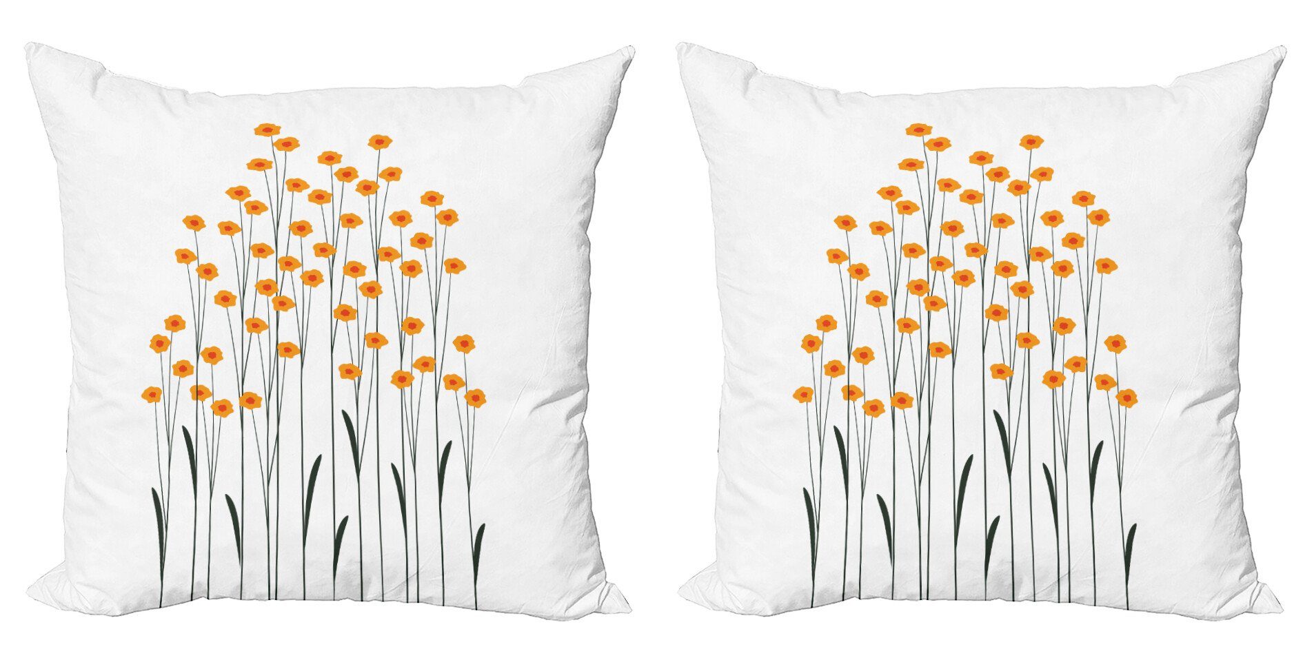 Kissenbezüge Modern Accent Doppelseitiger Digitaldruck, Abakuhaus (2 Stück), Blume Gelbe Gänseblümchen-Blätter