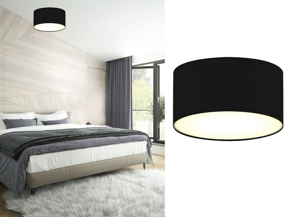 Decken Lampen Ø 60cm mit 3x Philips LED Leuchtmittel 7,5W Wohn Zimmer Stoff Gold