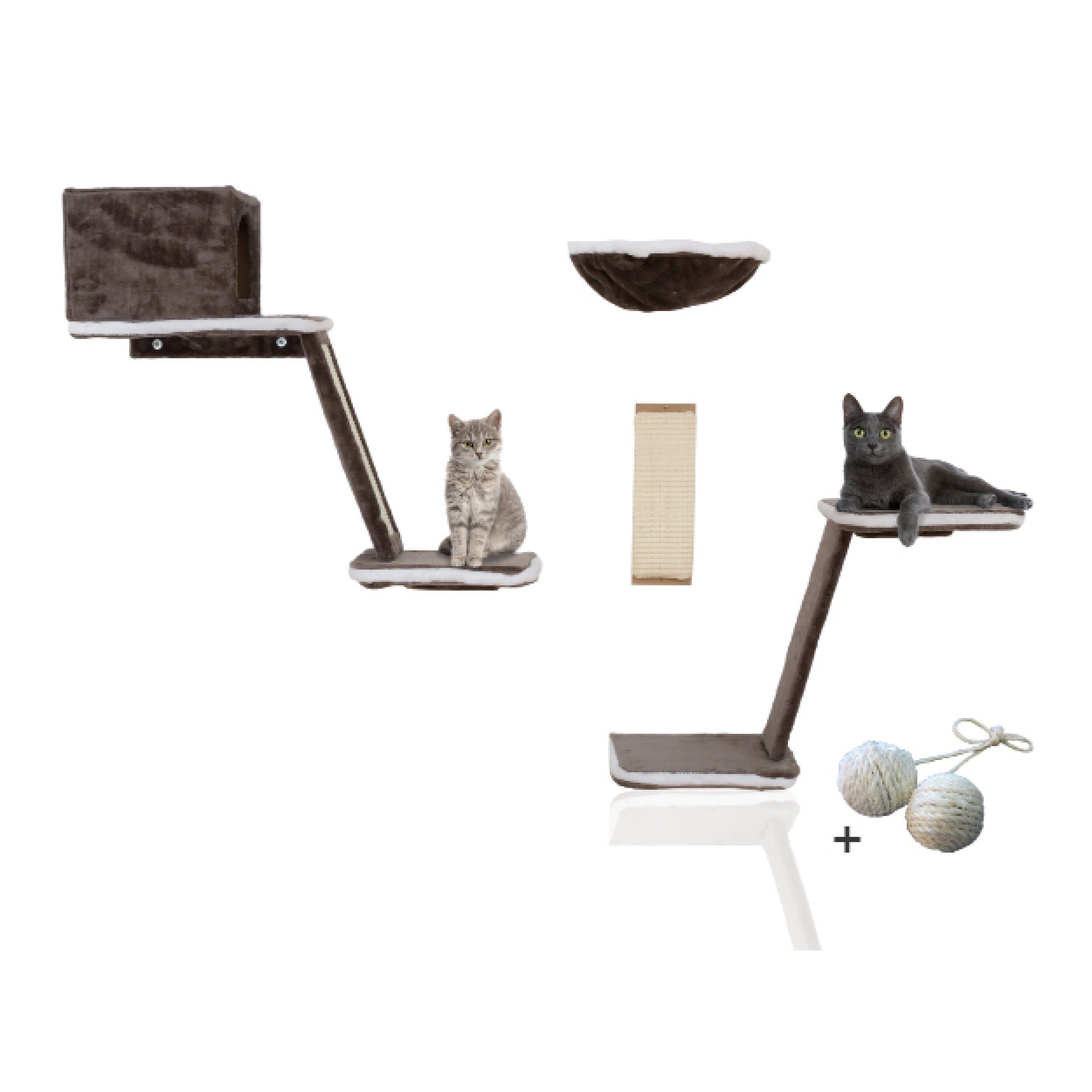 Rohrschneider Katzen-Kletterwand Katzen Kletterwand 8er Set + 2 Extra Spielkugeln