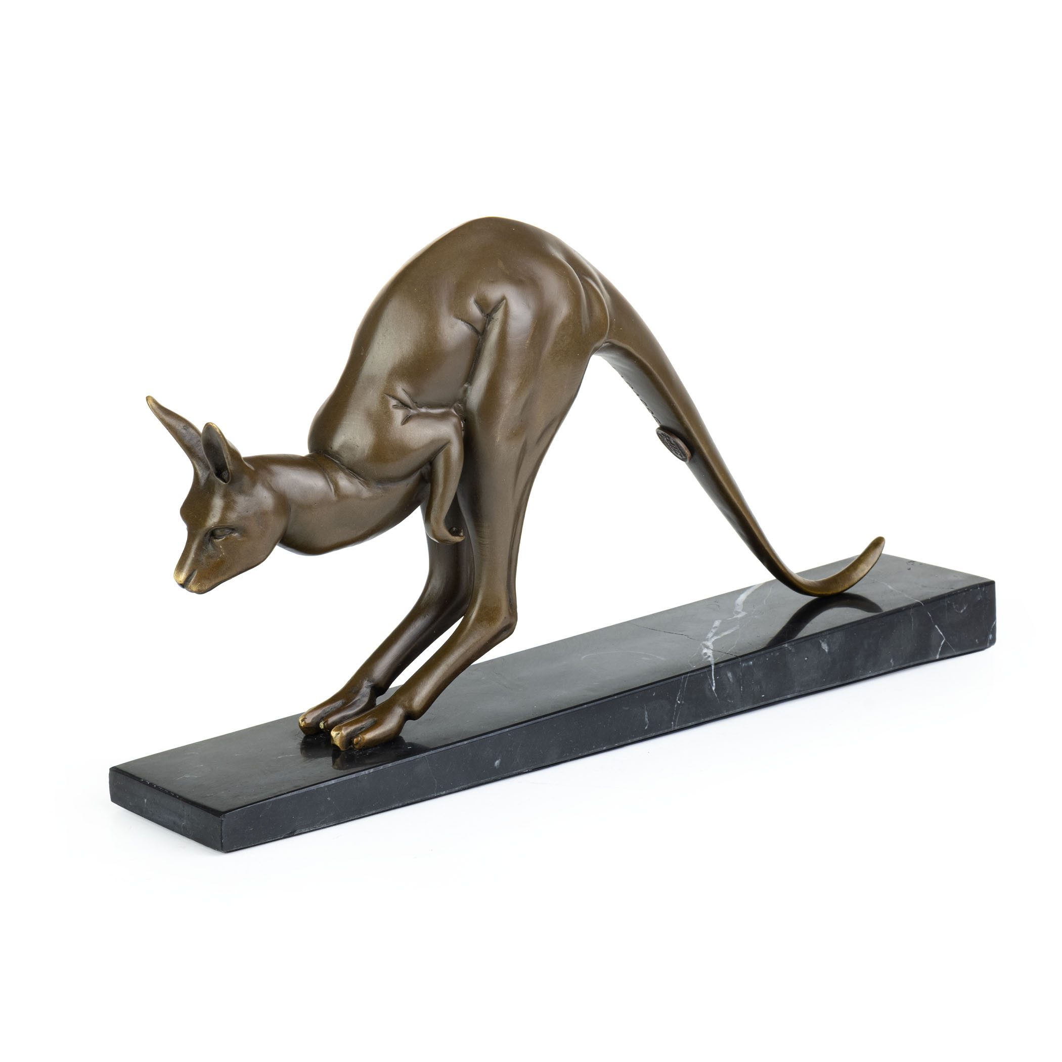 Moritz Tierfigur Känguru Skulptur aus Bronze H 17 cm mit Marmorsockel Filz Figur (Einzelartikel, kein Set)