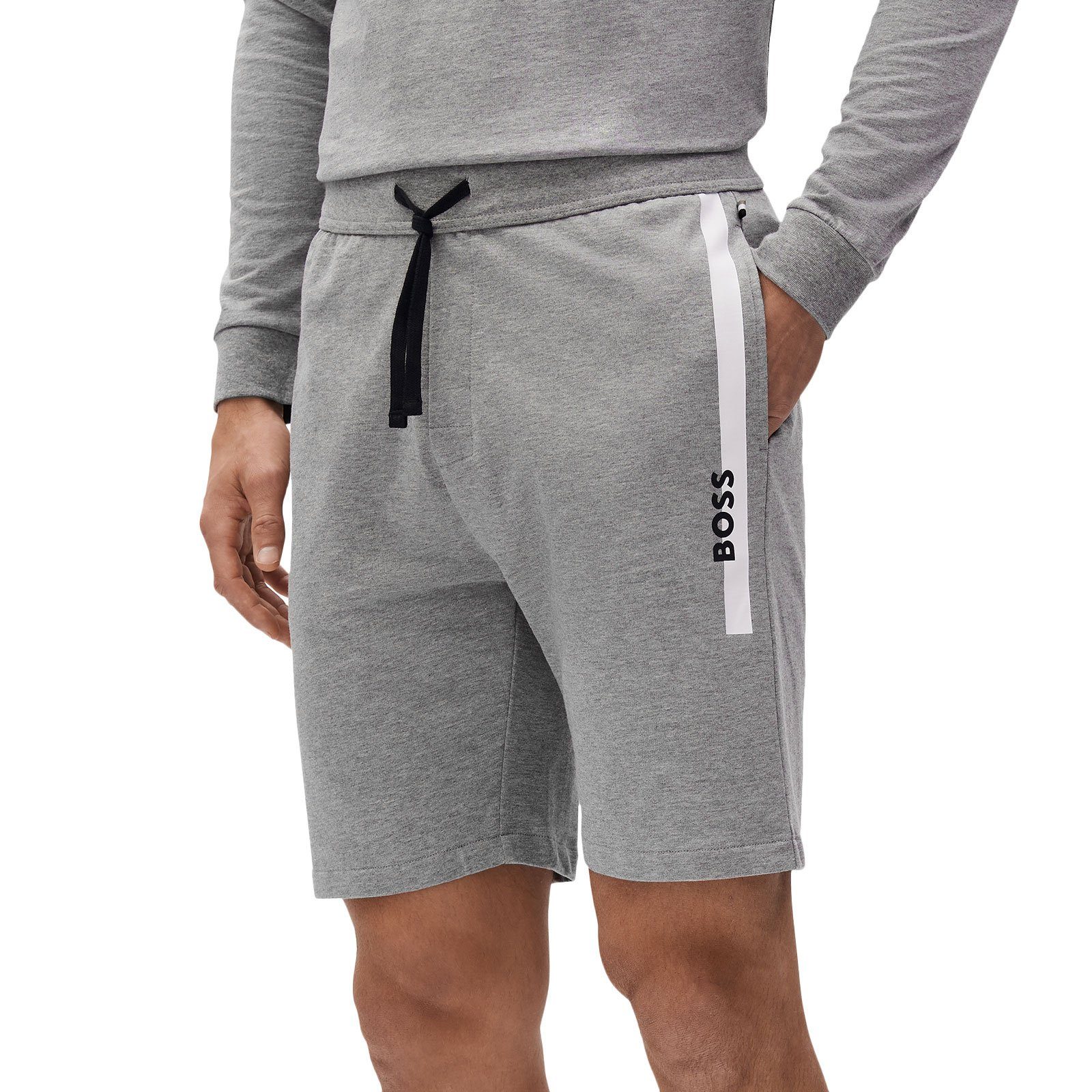 BOSS Shorts grey kontrastfarbenen Streifen medium 033 Shorts Authentic mit