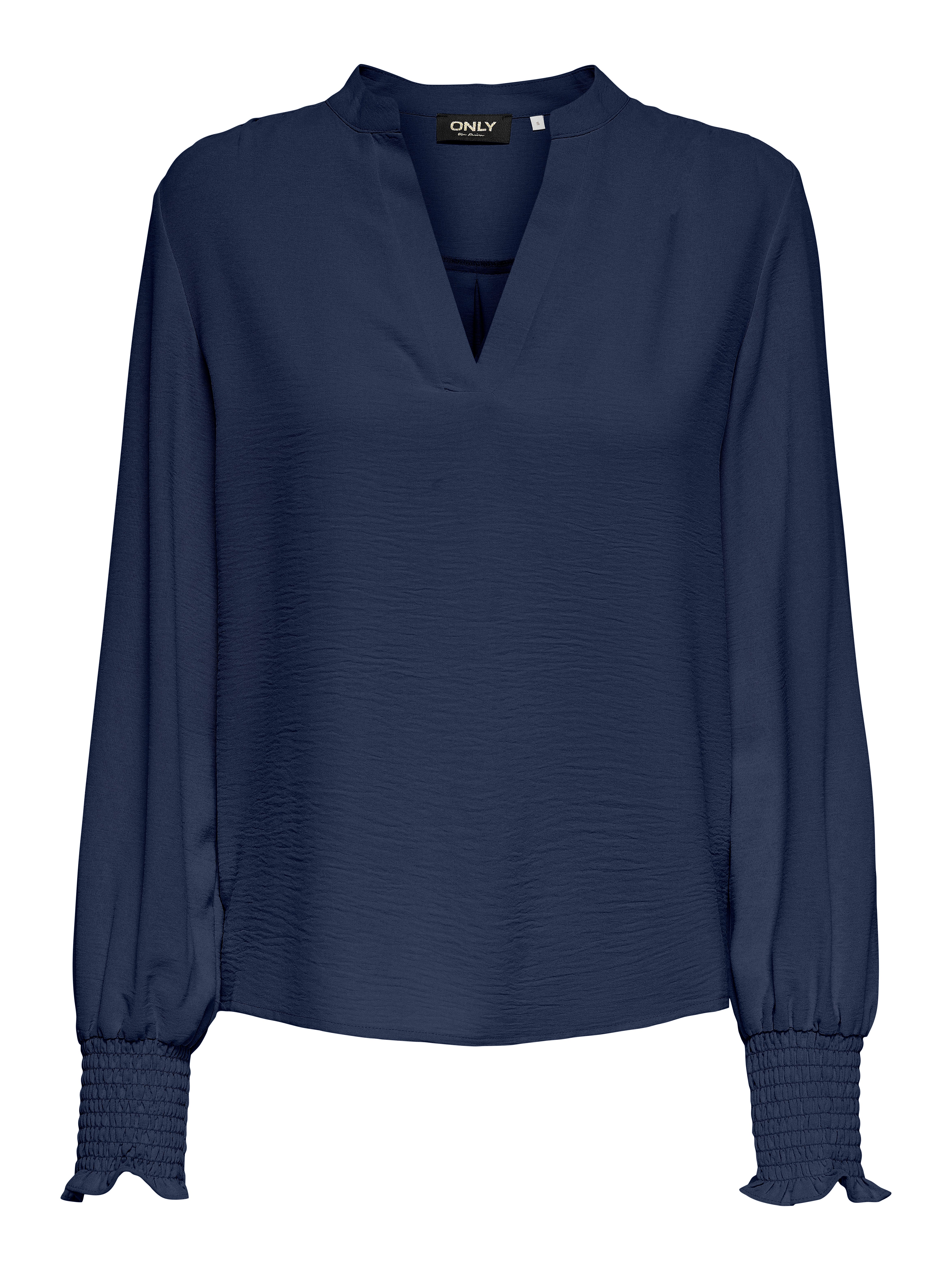 ONLY Blusenshirt ONLMETTE V-NECK LS SMOCK TOP NOOS WVN Kunstfaser, regular fit