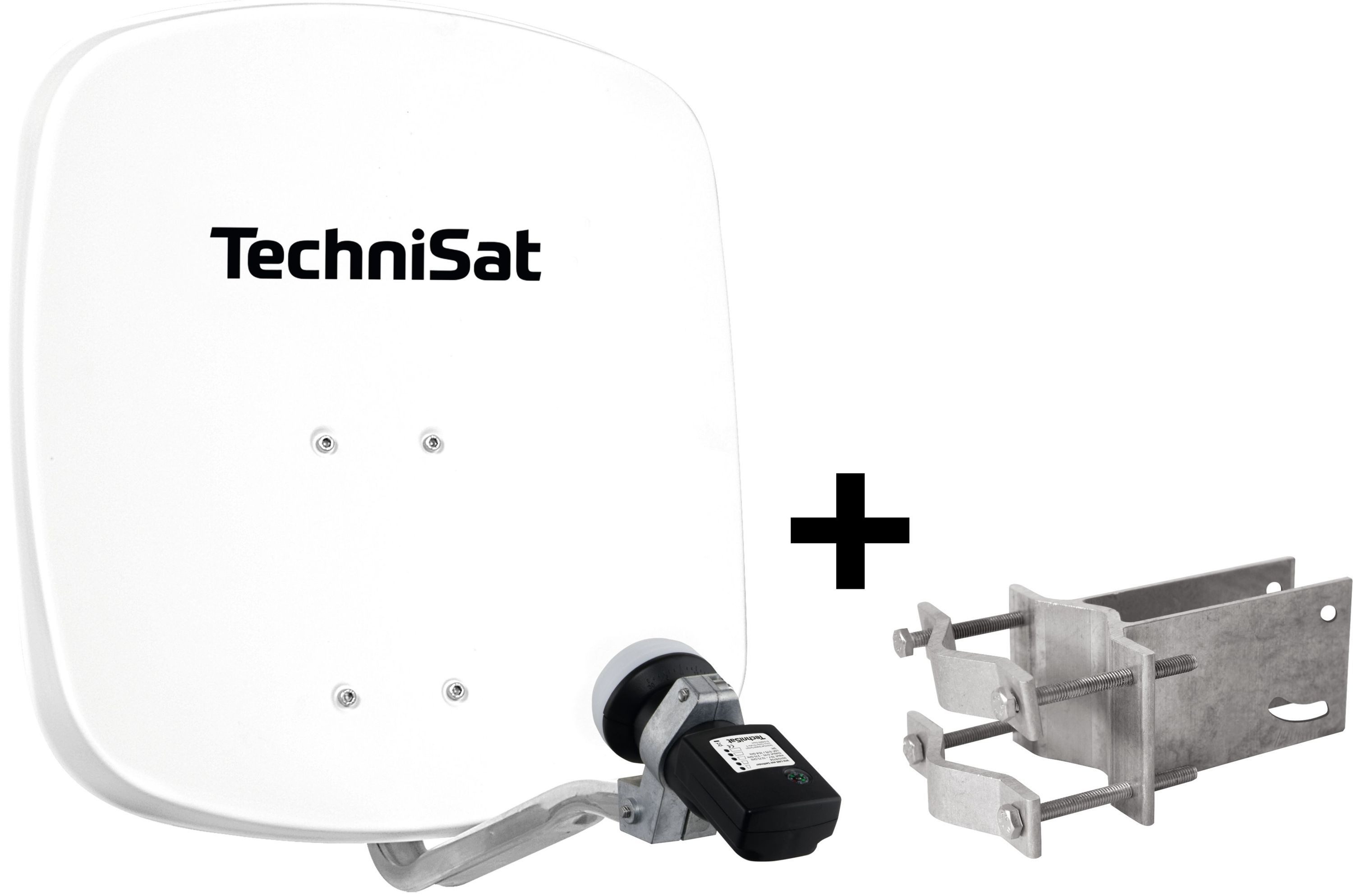 TechniSat DIGIDISH 45 mit Satfinder V/H-LNB,An-Rohr-Fitting Sat-Spiegel (45 cm, Aluminium, LNB mit Satfinder)