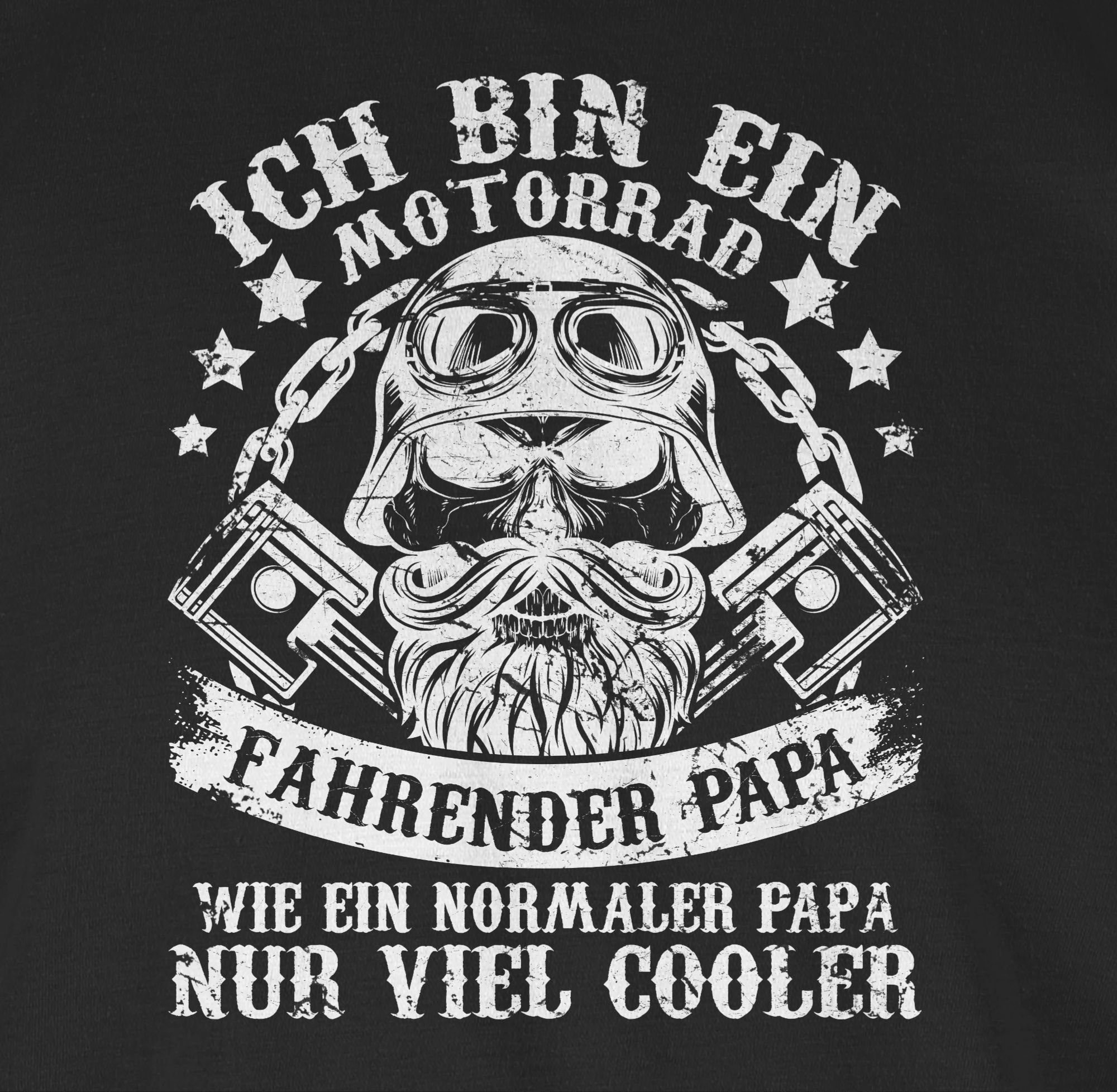 Schwarz bin 01 Shirtracer Ich fahrender Papa Geschenk ein T-Shirt Motorrad für Papa Vatertag