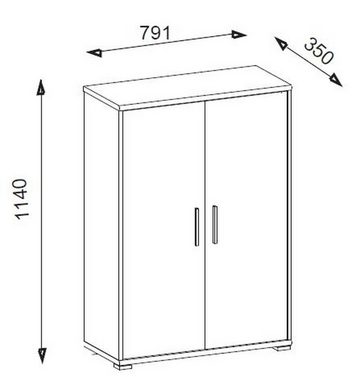 PREISBRECHER Aktenschrank Clermont (BxHxT: 79,1x114x35 cm) in Sonoma/Eiche mit 2 Türen und 3 Fächern