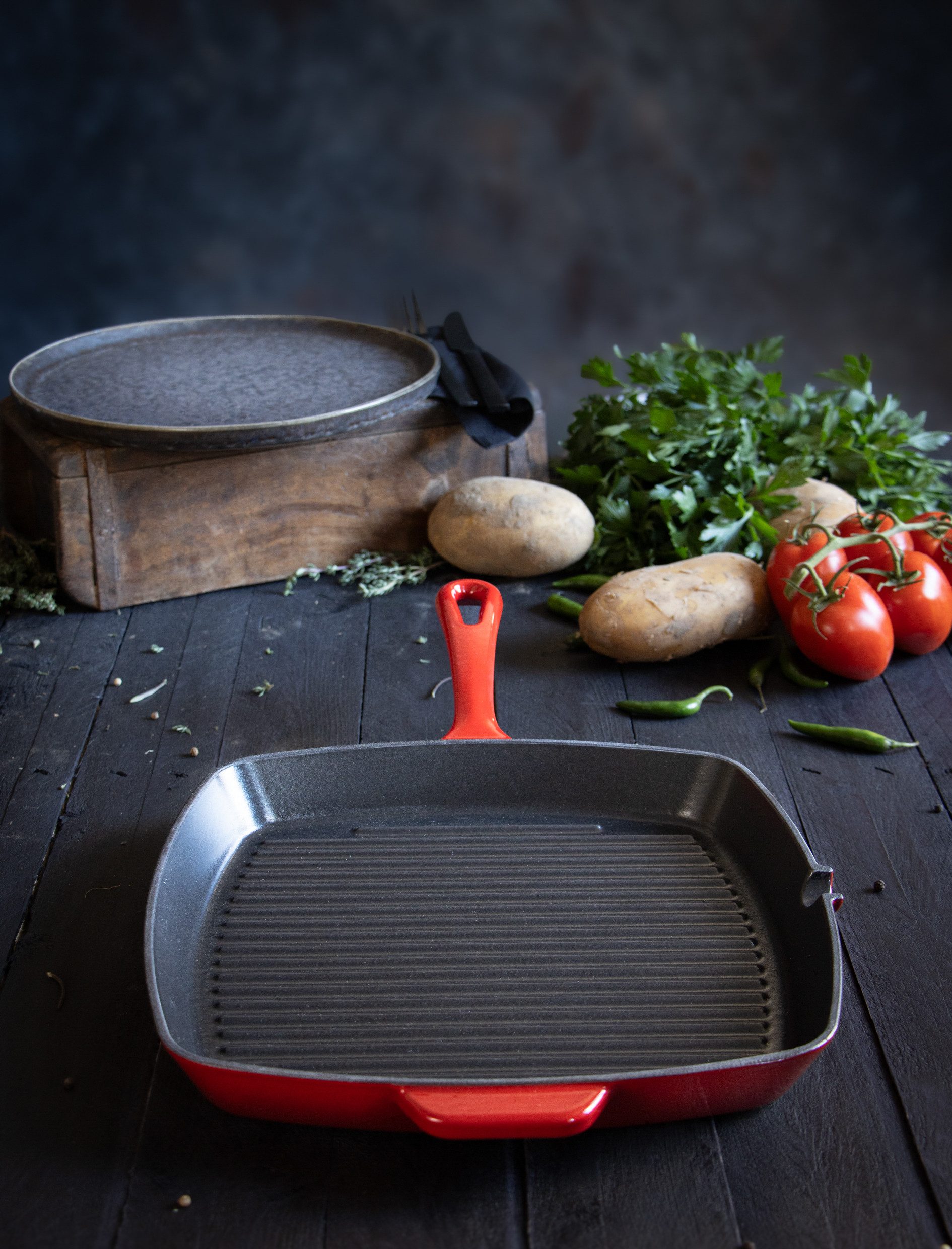 Elo Grillpfanne Gusseisen Pfanne Ø 28 cm, Gusseisen (1-tlg), Außen emailliert – Bild 5 von 5