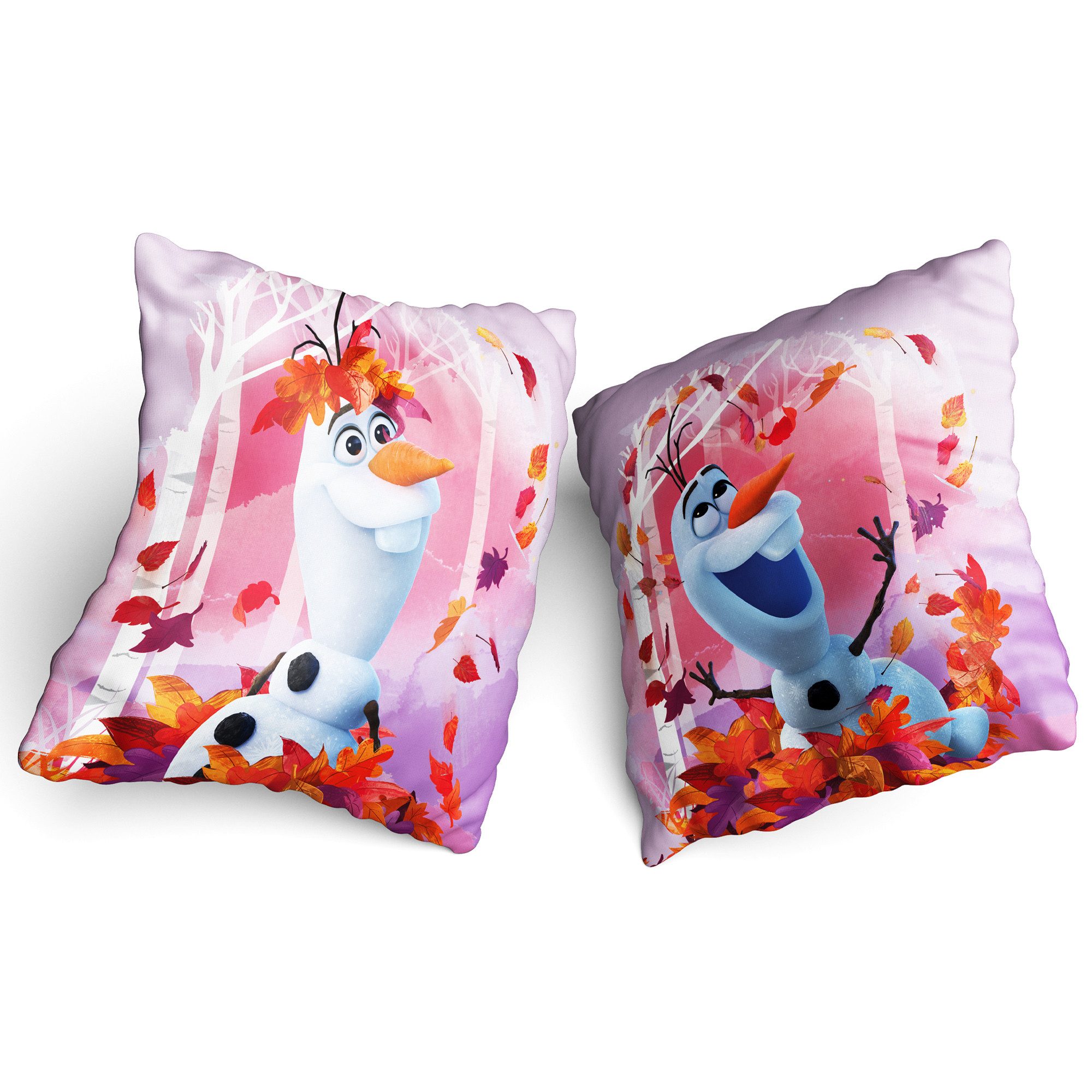 BERONAGE Dekokissen Frozen Die Eiskönigin Kissen Olaf Summer 40x40 cm Kuschelkissen, passend zur Bettwäsche, ideal für Sofa, Couch, Kinder-Bett, Auto