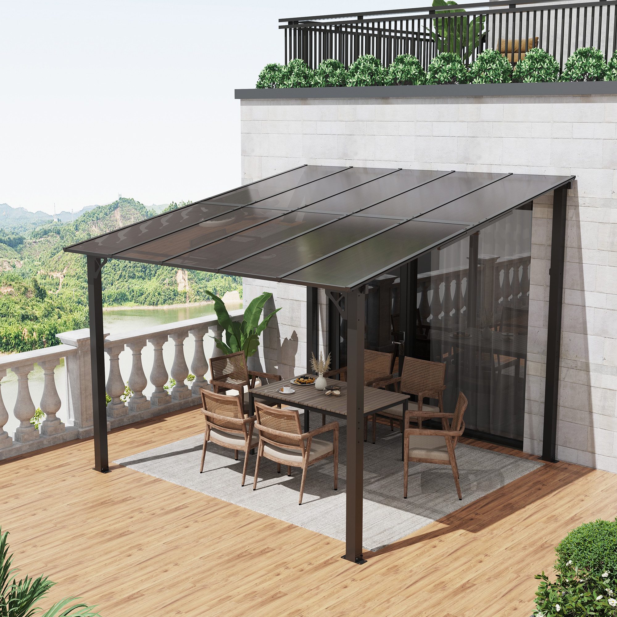JOIVI Pergola 3x3m Terrassenüberdachung, Carport mit Sonnendach, Pavallon, günstig online kaufen