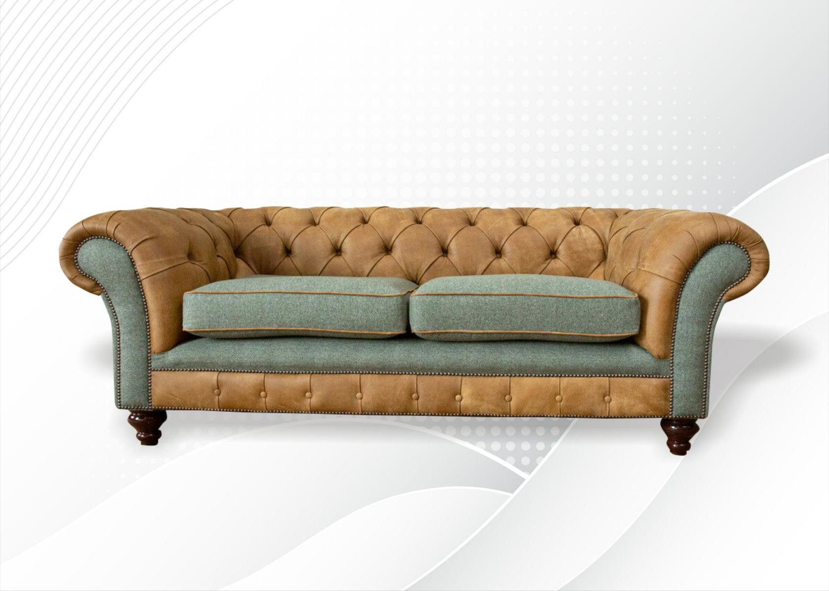 JVmoebel Chesterfield-Sofa, Chesterfield 3 Sitzer Design Sofa Couch 220 cm, Die Rückenlehne mit Knöpfen.