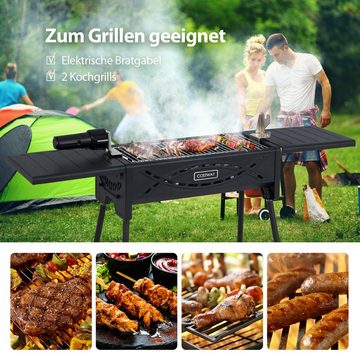 COSTWAY Holzkohlegrill Campinggrill, mit abnehmbaren Beine