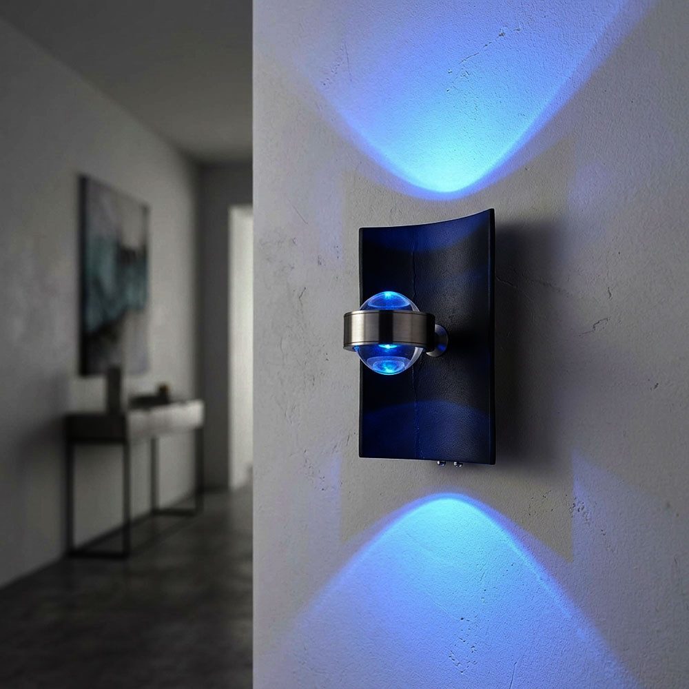 FISCHER & HONSEL LED Wandleuchte, LED-Leuchtmittel fest verbaut, Warmweiß, Neutralweiß, Farbwechsel, Wandleuchte RGB Farbwechsel LED CCT schwarz Treppenhauslampe