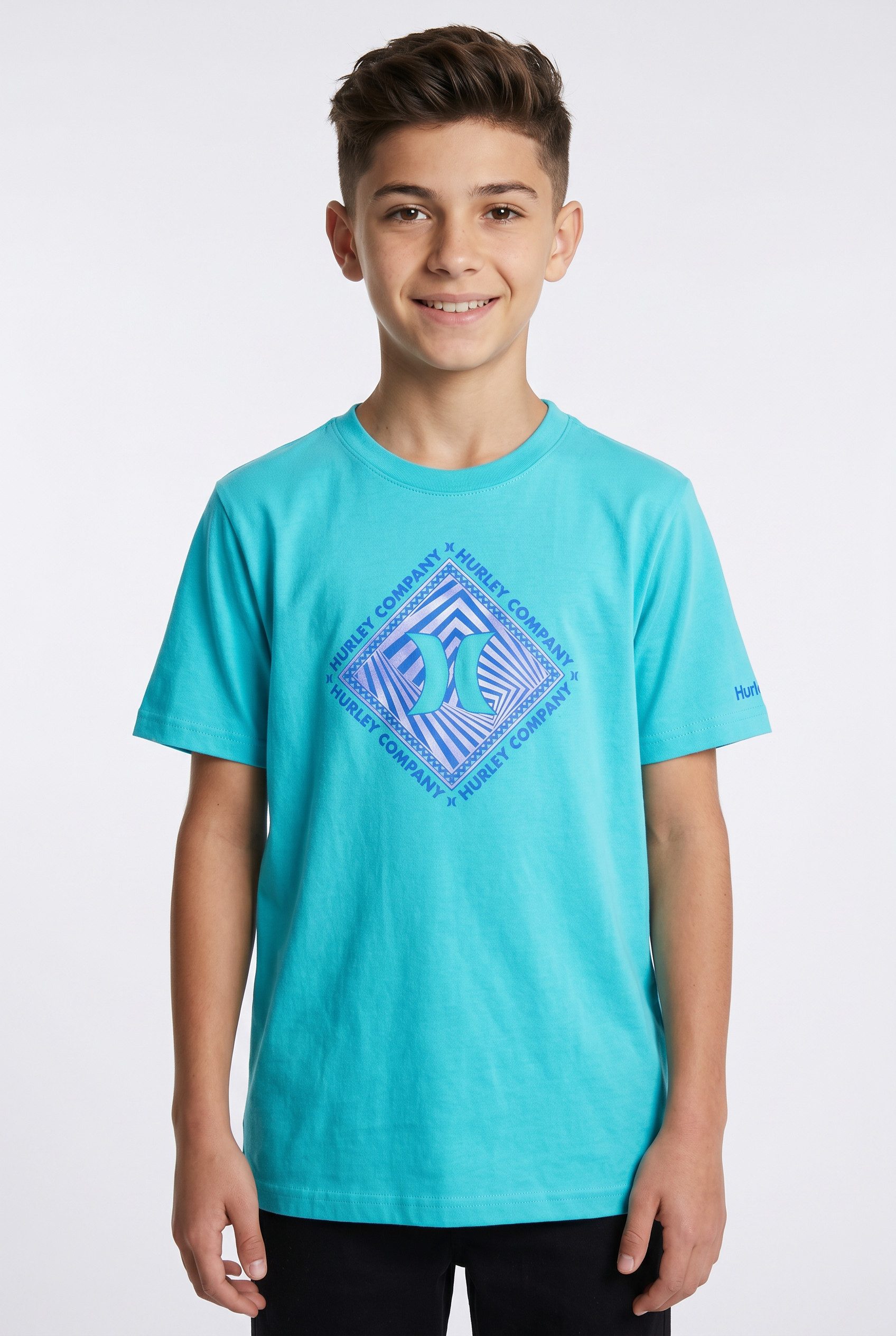 Hurley T-Shirt mit Kurzarmdesign, aus Baumwolle und Polyester, normale Länge