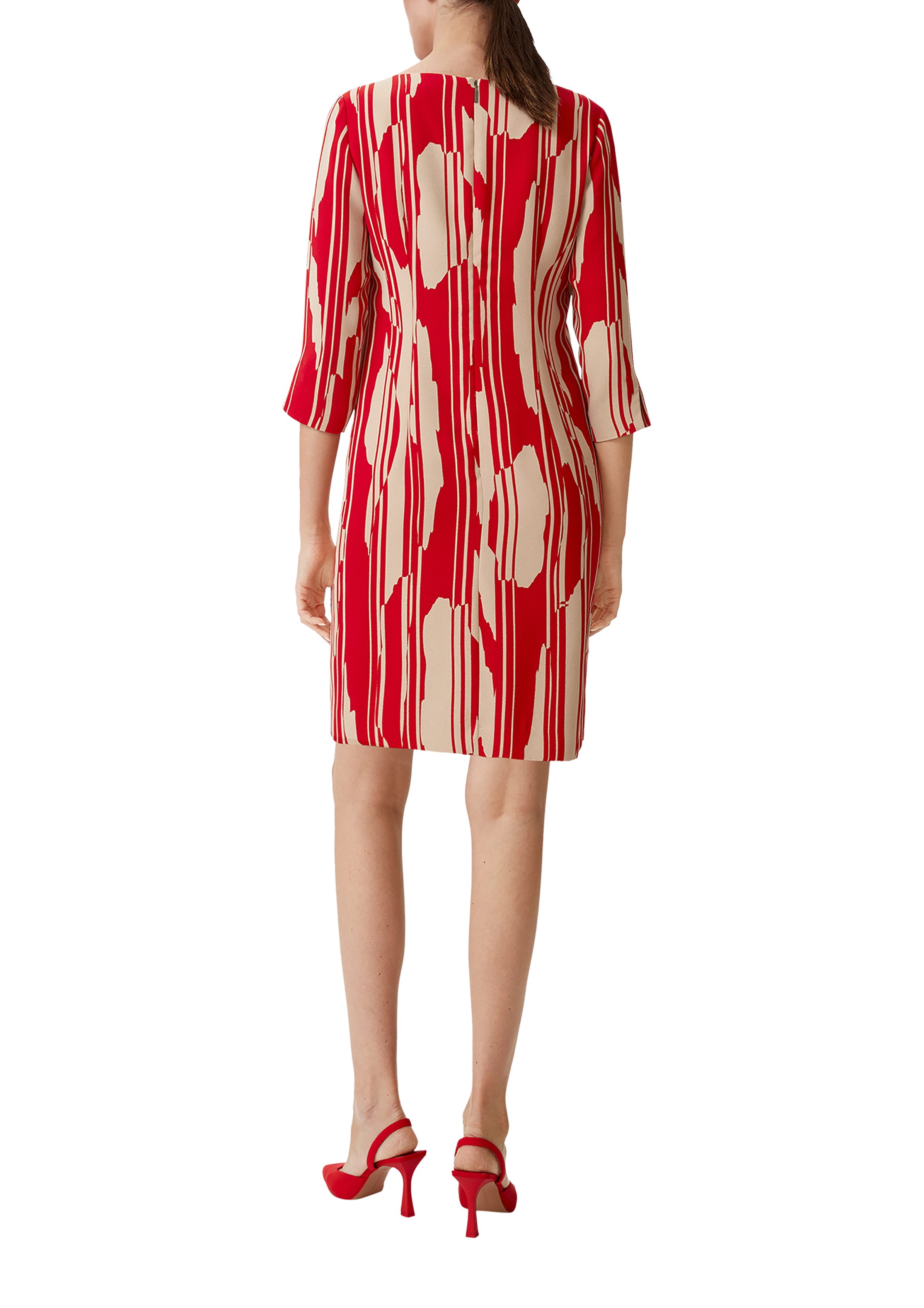 Minikleid preiselbeere Crêpe-Kleid mit Comma Allover-Print