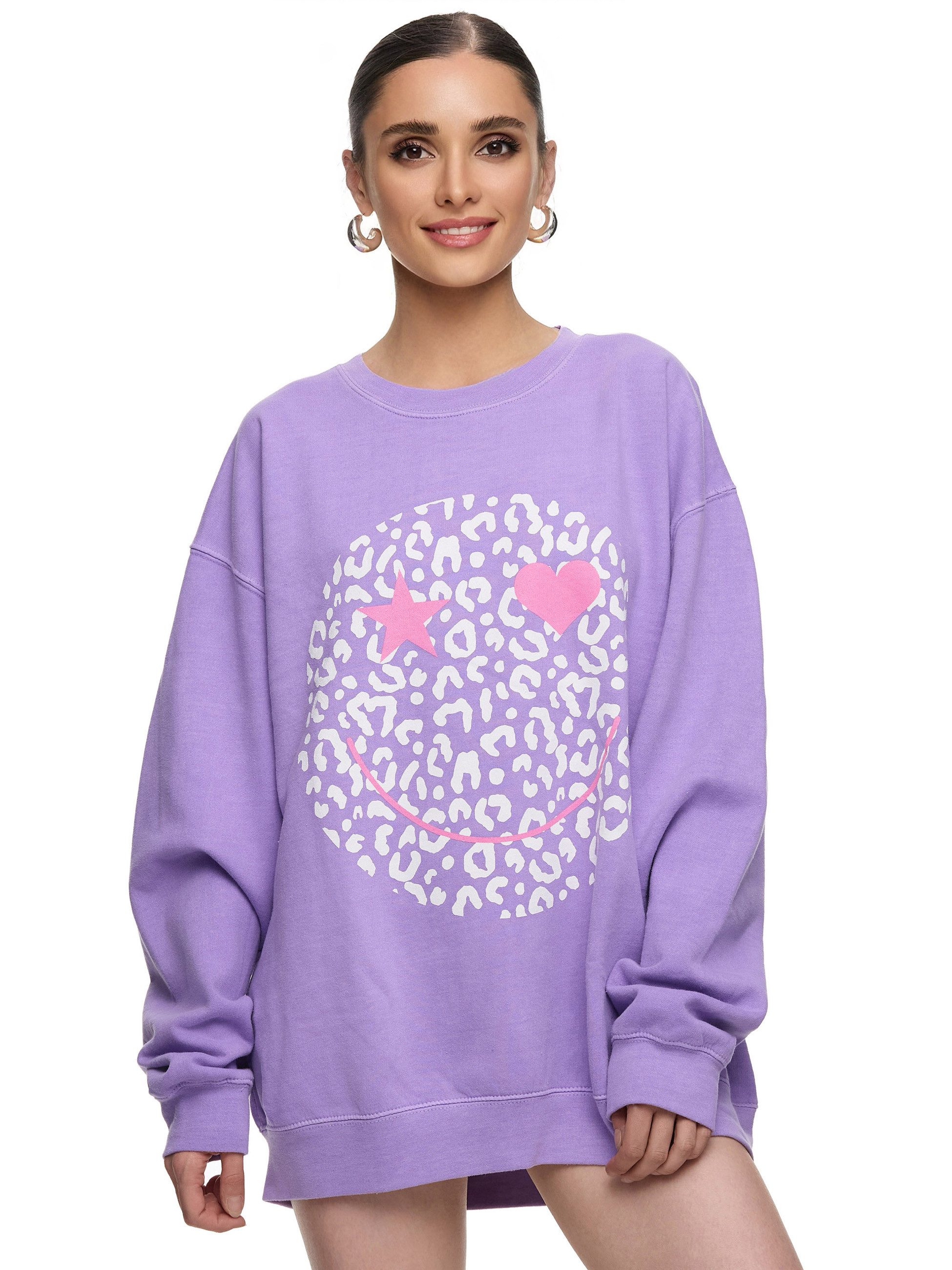 Sweatshirt Worldclassca Oversized Sweatshirt Happy Love Print Langarm Pullover