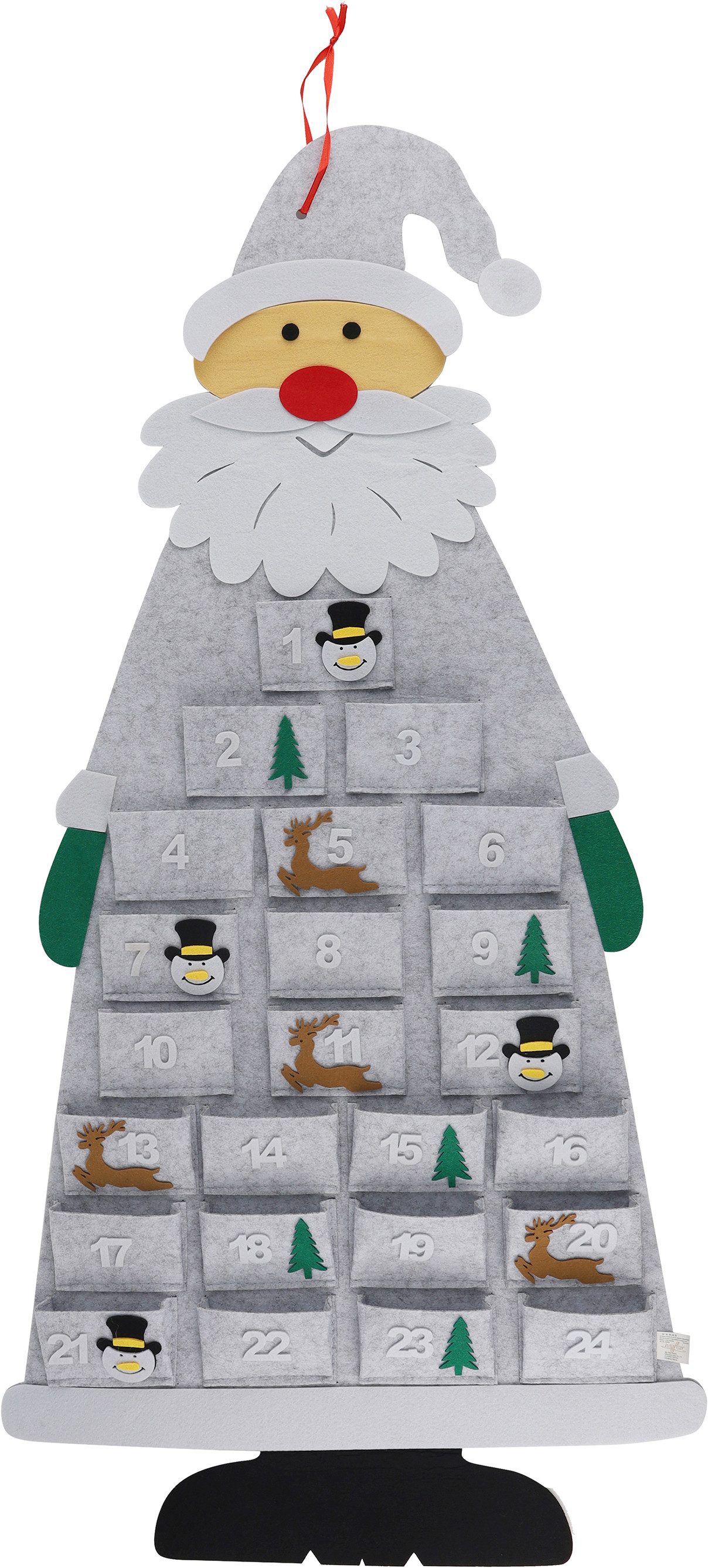 OTTO home Adventskalender Weihnachtsmann aus Filz mit 24 unbefüllten Taschen, ca. 100x55cm, zum Hängen an Tür oder Wand, wiederverwendbar
