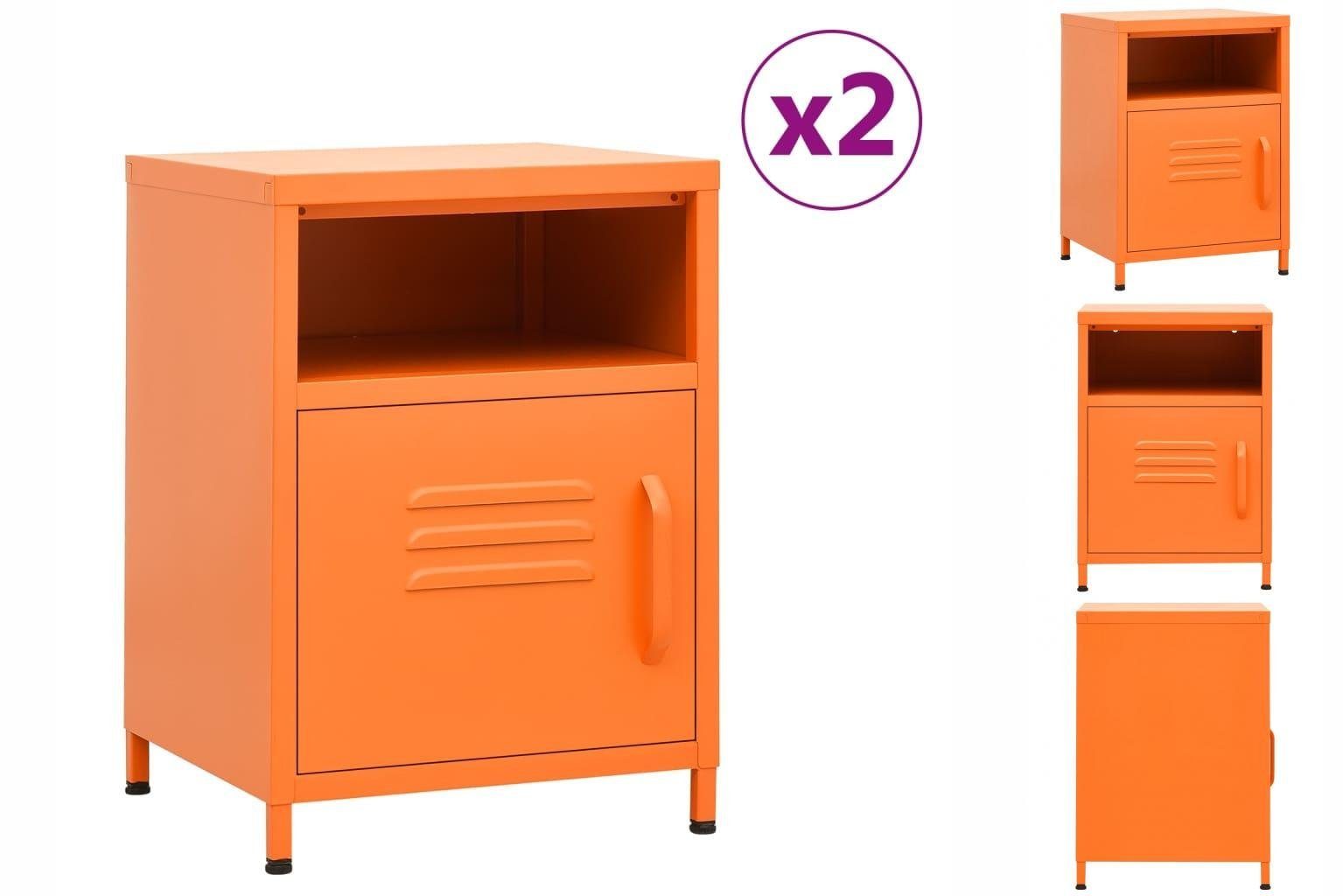 vidaXL Nachttisch Nachttische 2 Stk Orange 35x35x51 cm Stahl Nachtkonsole Nachtschrank